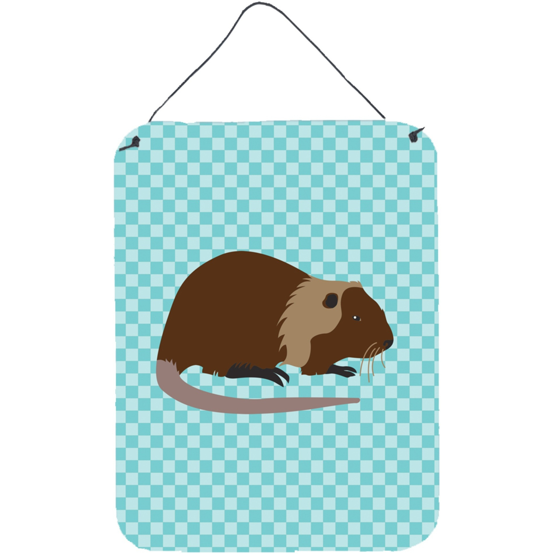 &quotCaroline's Treasures Coypu Nutria River Rat Blue Check Metal Print, 16hx12w, Multicolor"