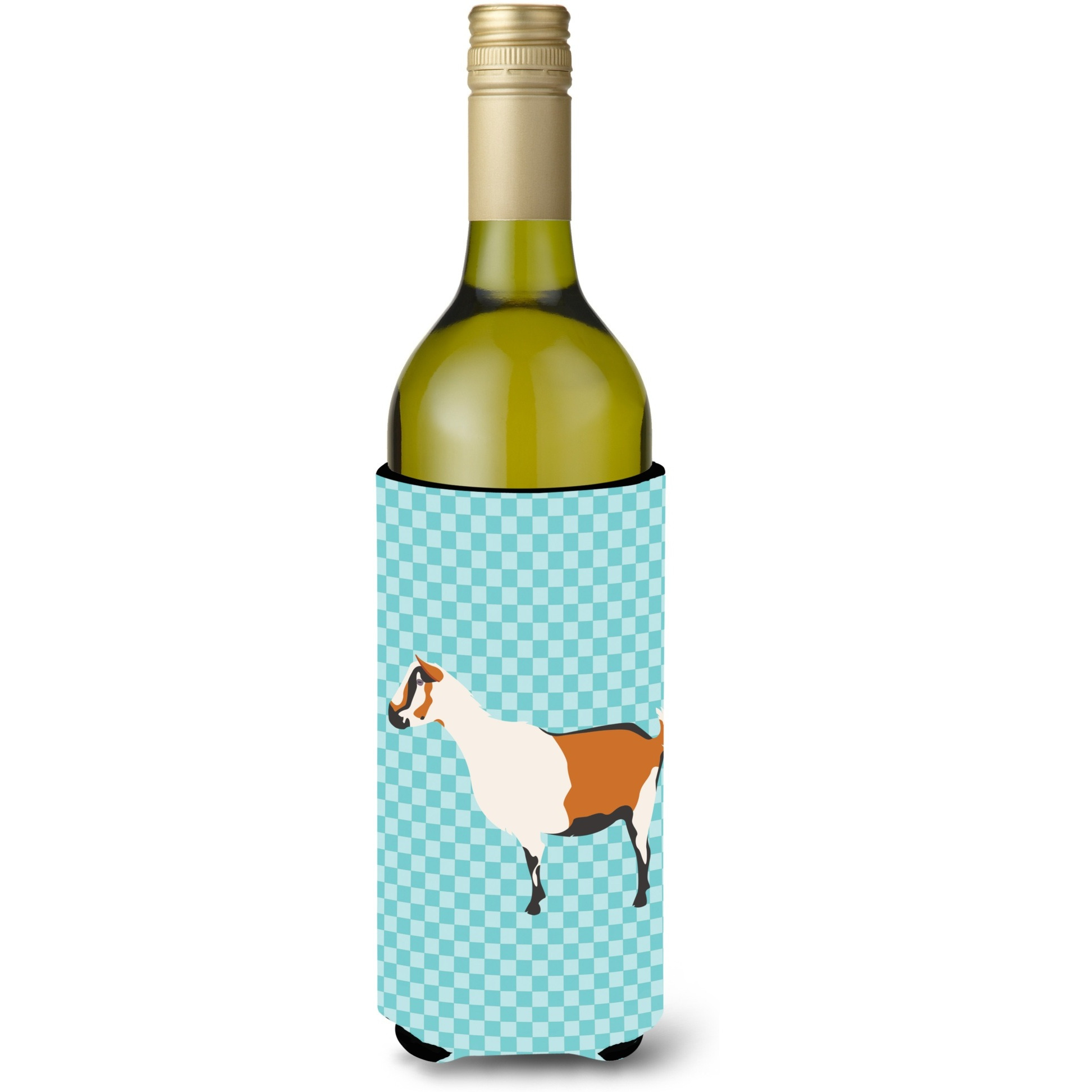 &quotCaroline's Treasures Alpine Goat Blue Check Decorative Bottle Hugger, 750 ml, Multicolor"