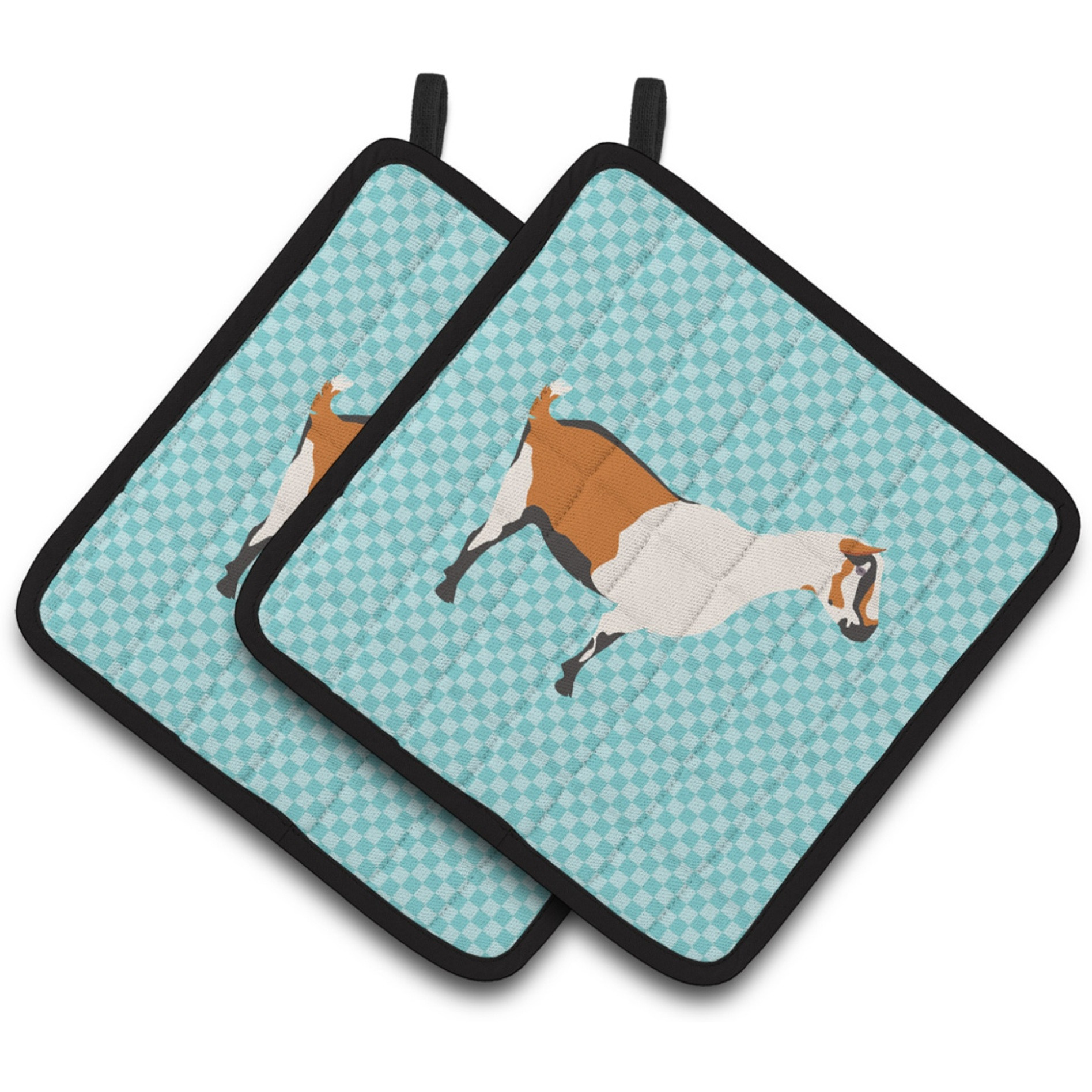 &quotCaroline's Treasures Alpine Goat Blue Check Decorated Pot Holder, 7.5"" x 7.5"""