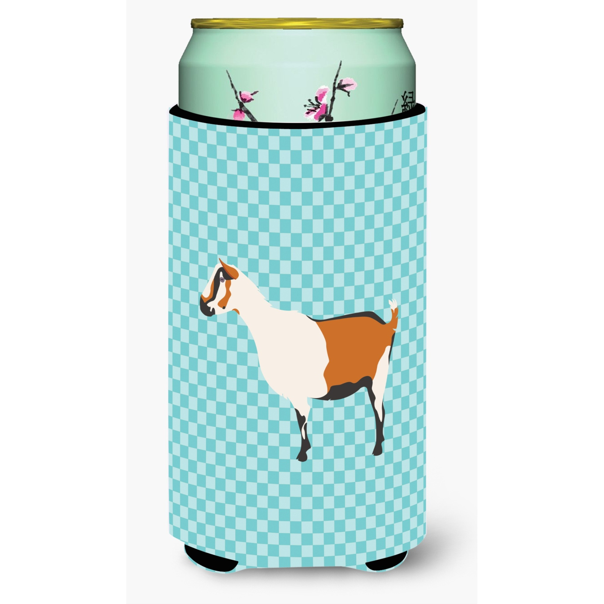 &quotCaroline's Treasures Alpine Goat Blue Check Decorative Can Hugger, Tall Boy, Multicolor"