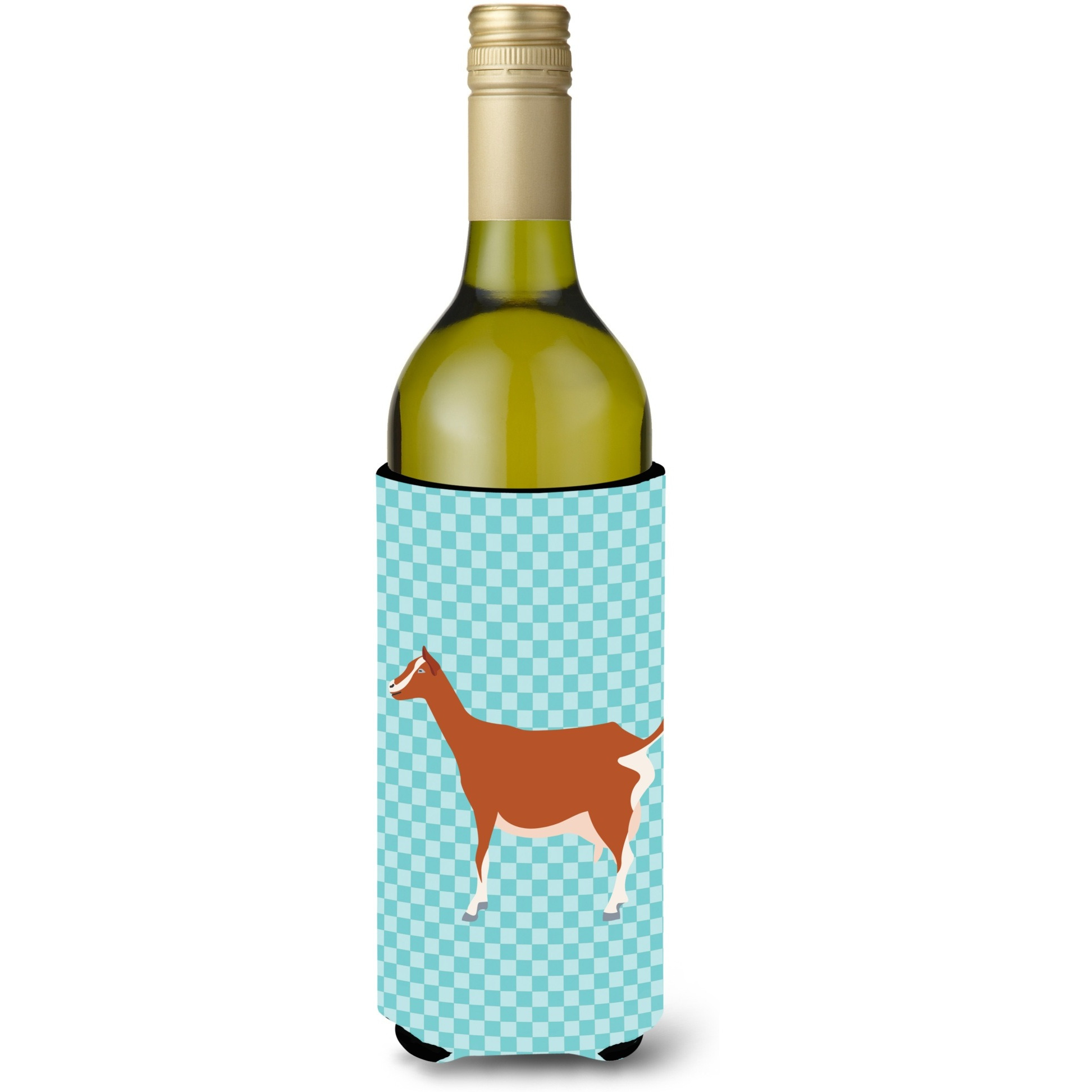 &quotCaroline's Treasures Toggenburger Goat Blue Check Decorative Bottle Hugger, 750 ml, Multicolor"
