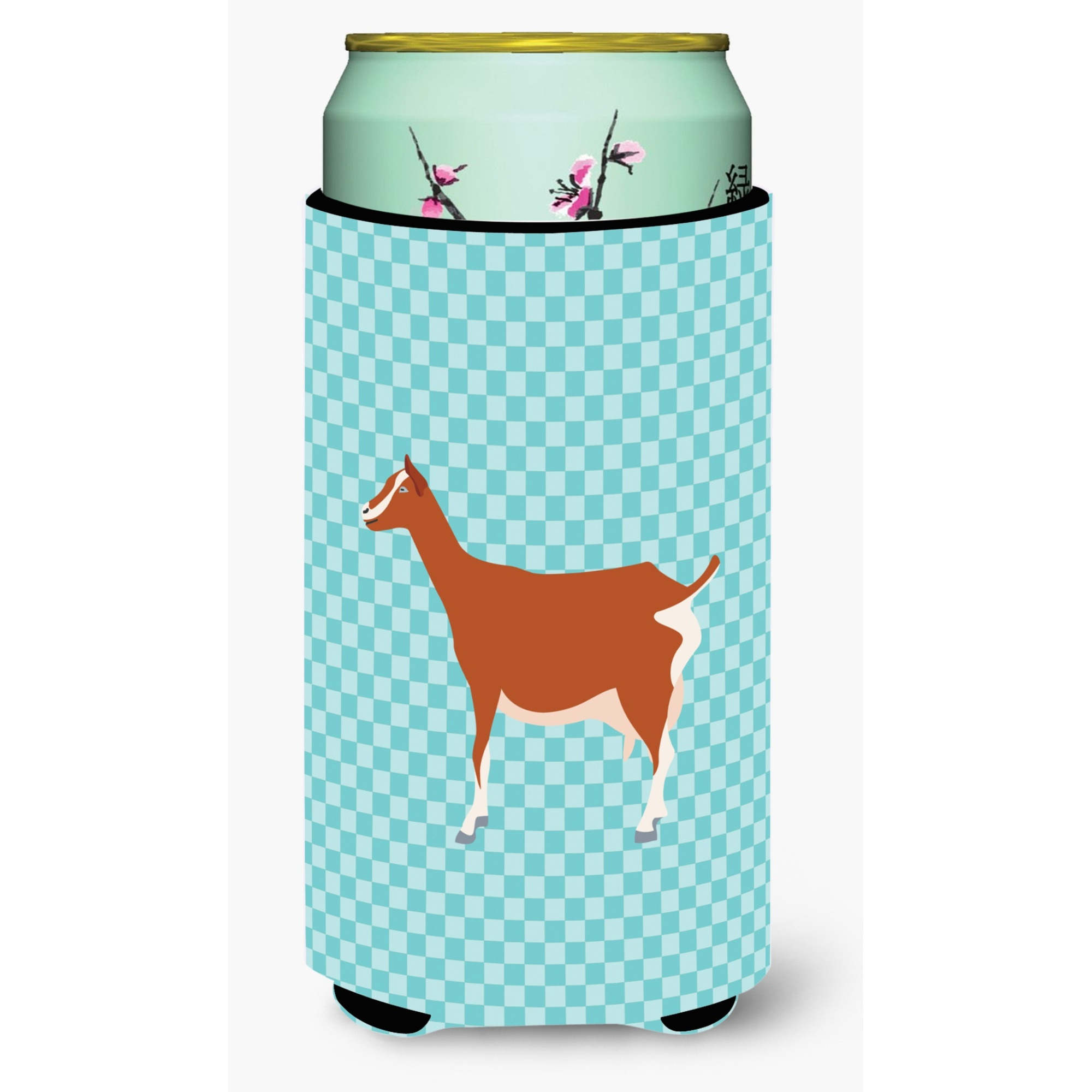 &quotCaroline's Treasures Toggenburger Goat Blue Check Decorative Can Hugger, Tall Boy, Multicolor"