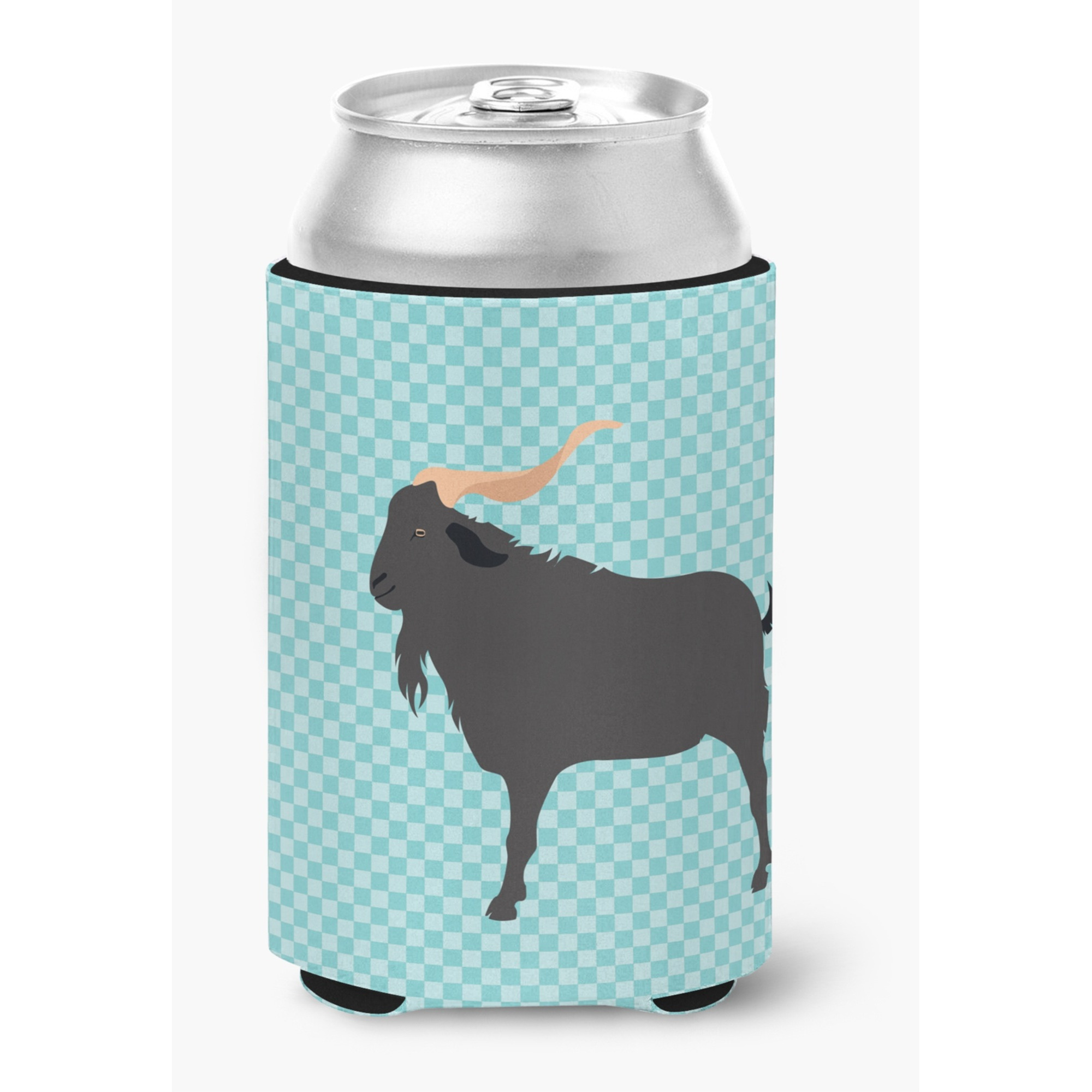 &quotCaroline's Treasures Verata Goat Blue Check Decorative Can Hugger, Multicolor"