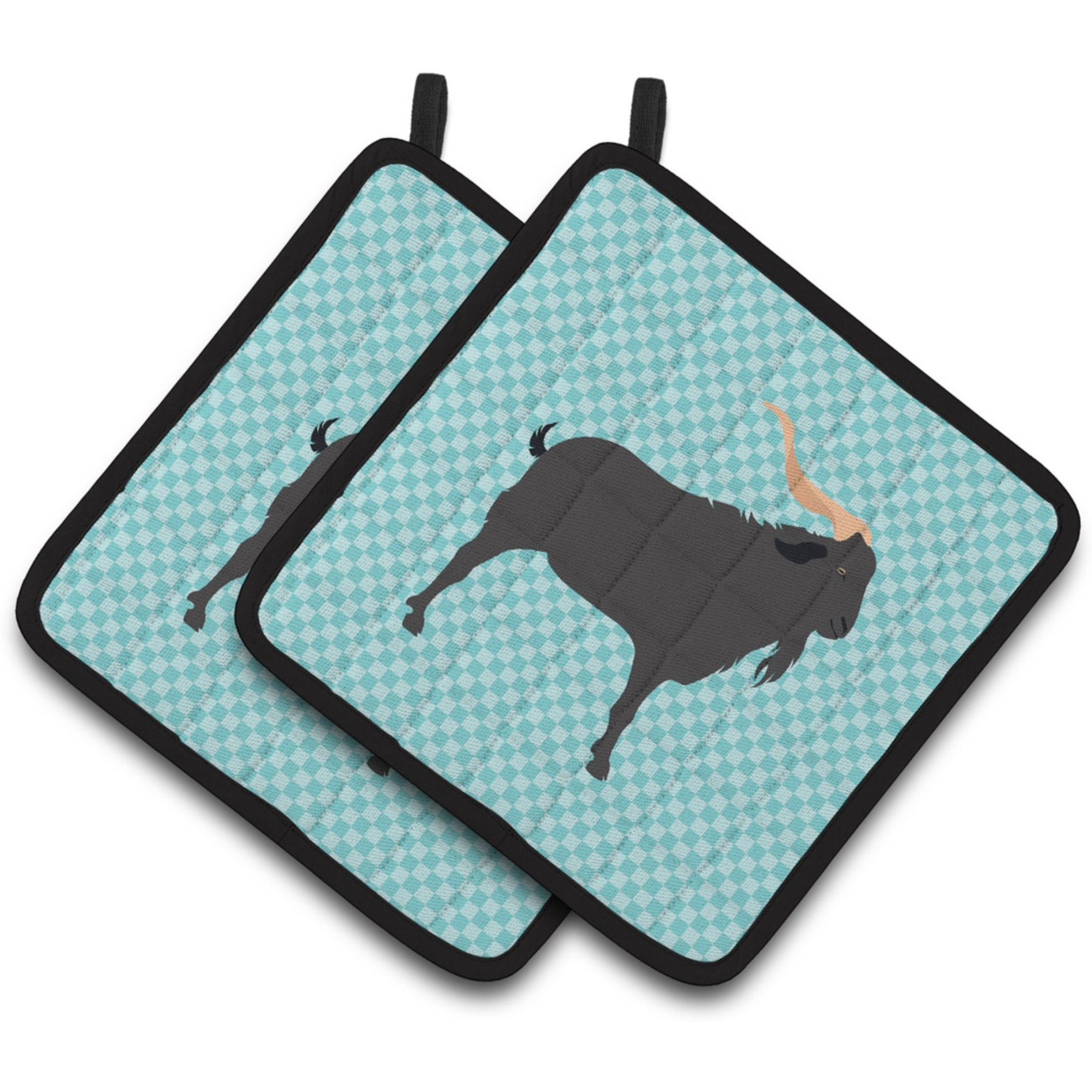 &quotCaroline's Treasures Verata Goat Blue Check Decorated Pot Holder, 7.5"" x 7.5"""