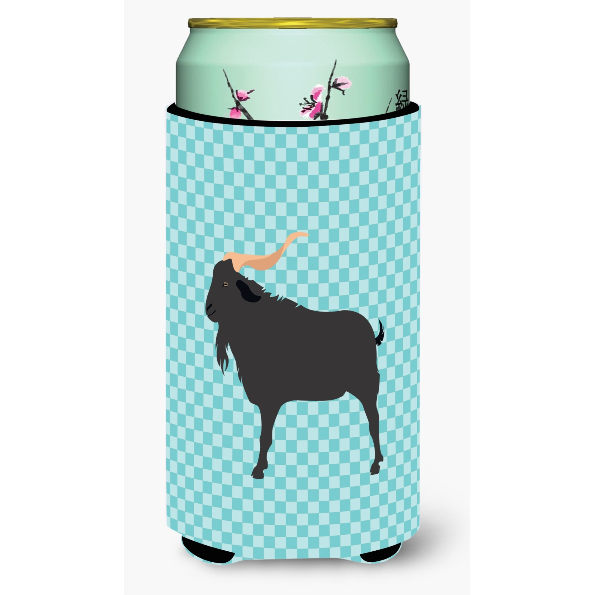&quotCaroline's Treasures Verata Goat Blue Check Decorative Can Hugger, Tall Boy, Multicolor"