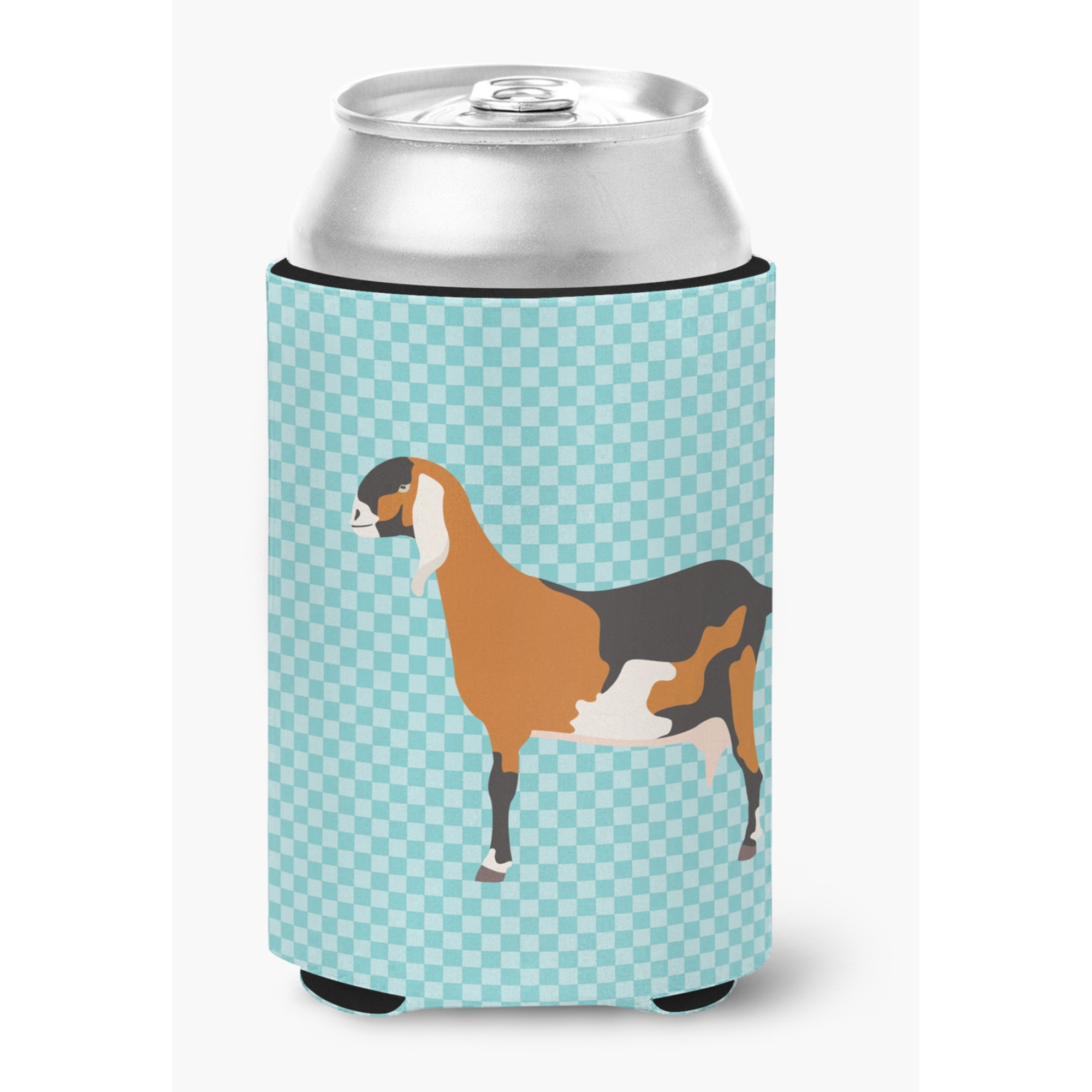 &quotCaroline's Treasures Anglo Nubian Goat Blue Check Decorative Can Hugger, Multicolor"