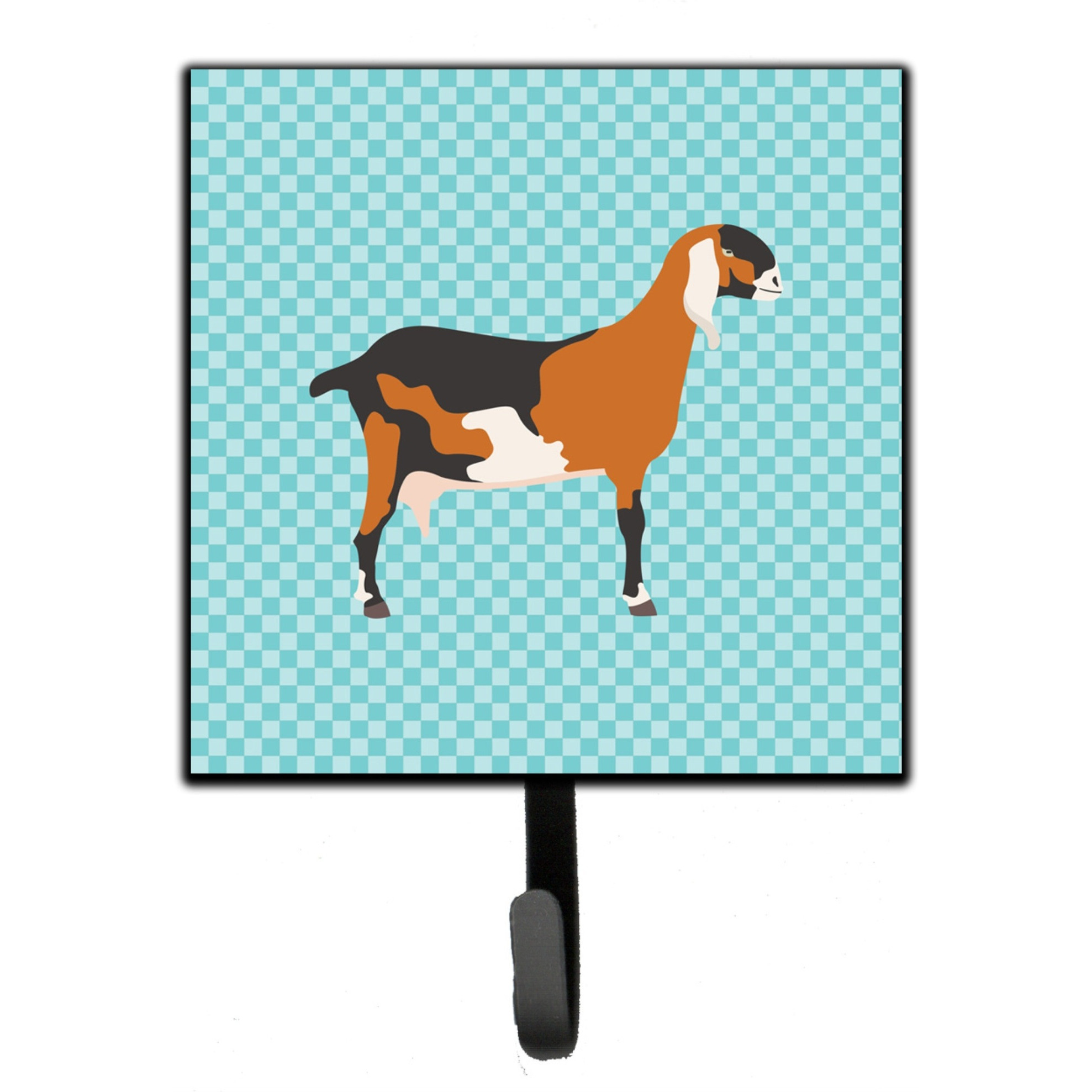 &quotCaroline's Treasures Anglo Nubian Goat Blue Check Wall Hook, Small, Multicolor"