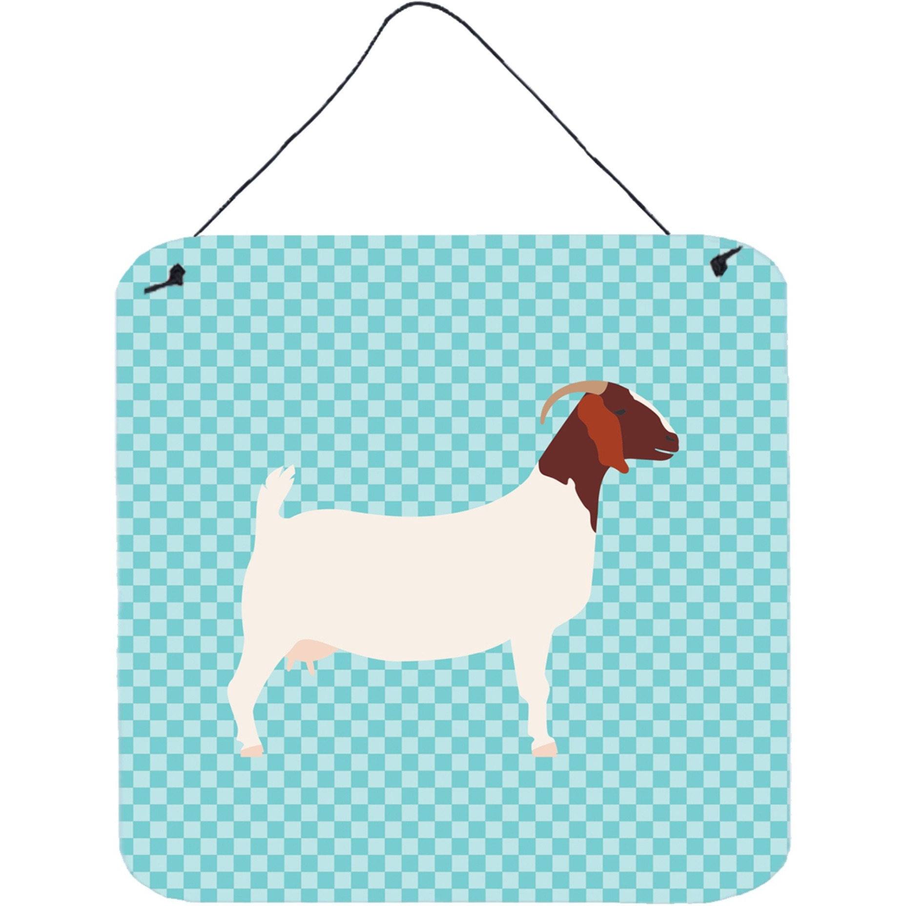&quotCaroline's Treasures Blue Boer Goat Check Metal Print, 6hx6w"