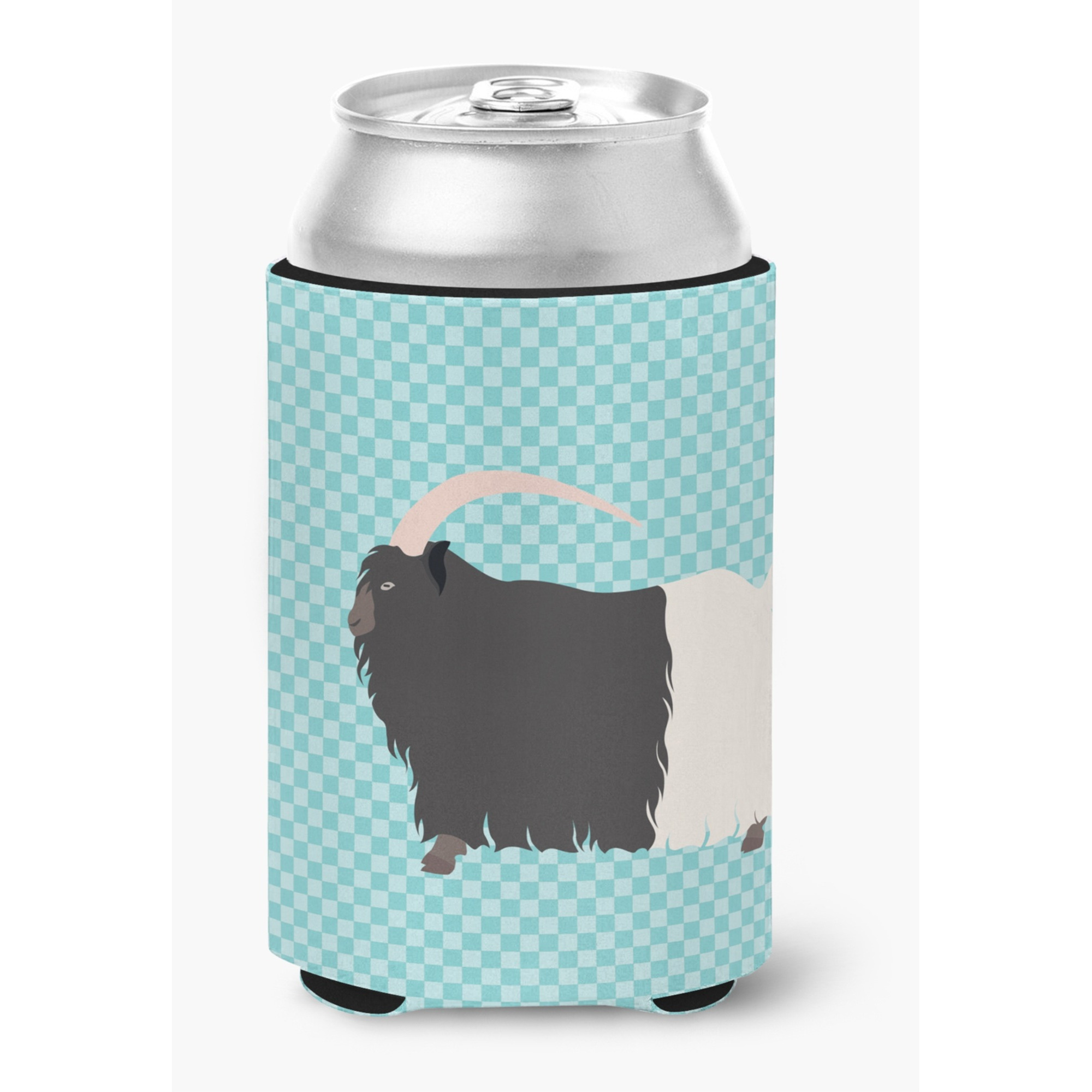 &quotCaroline's Treasures Welsh Black-Necked Goat Blue Check Decorative Can Hugger, Multicolor"