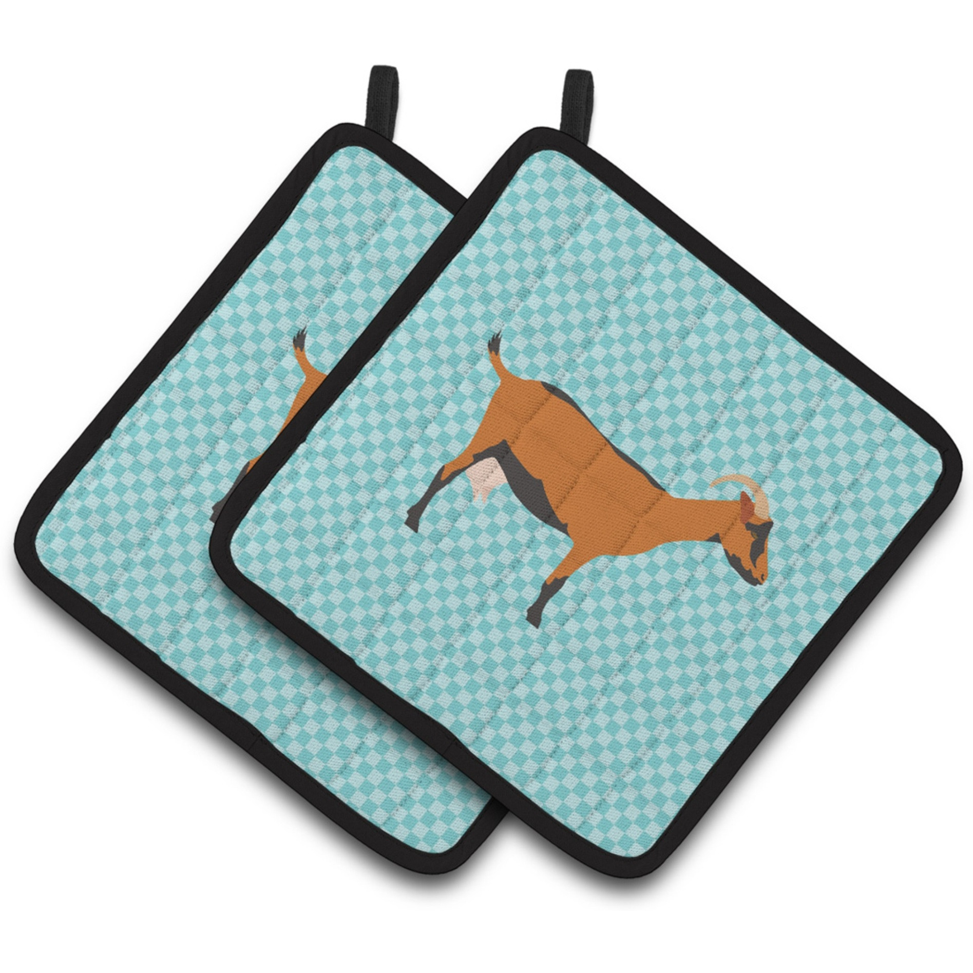 &quotCaroline's Treasures Oberhasli Goat Blue Check Decorated Pot Holder, 7.5"" x 7.5"""
