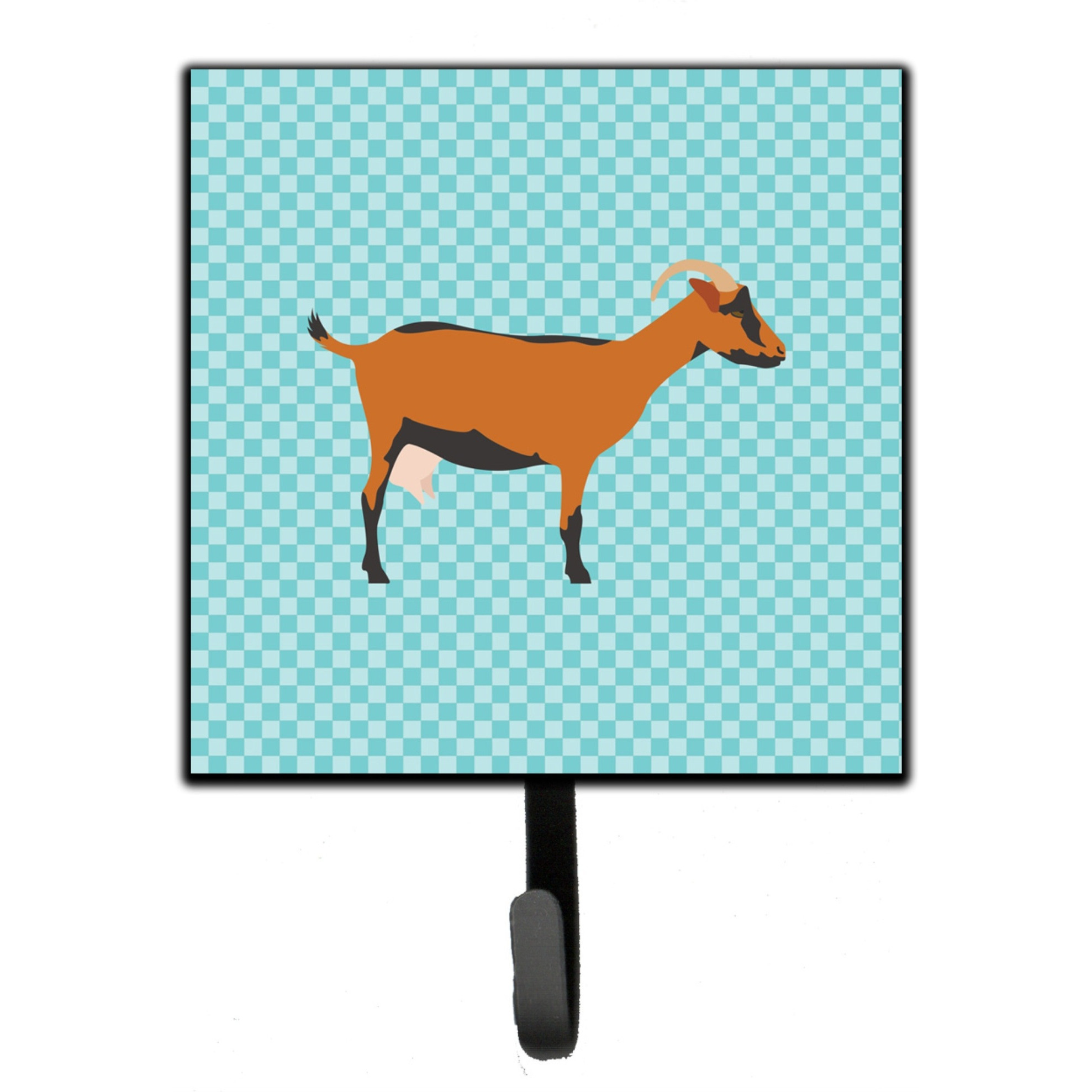&quotCaroline's Treasures Oberhasli Goat Blue Check Wall Hook, Small, Multicolor"