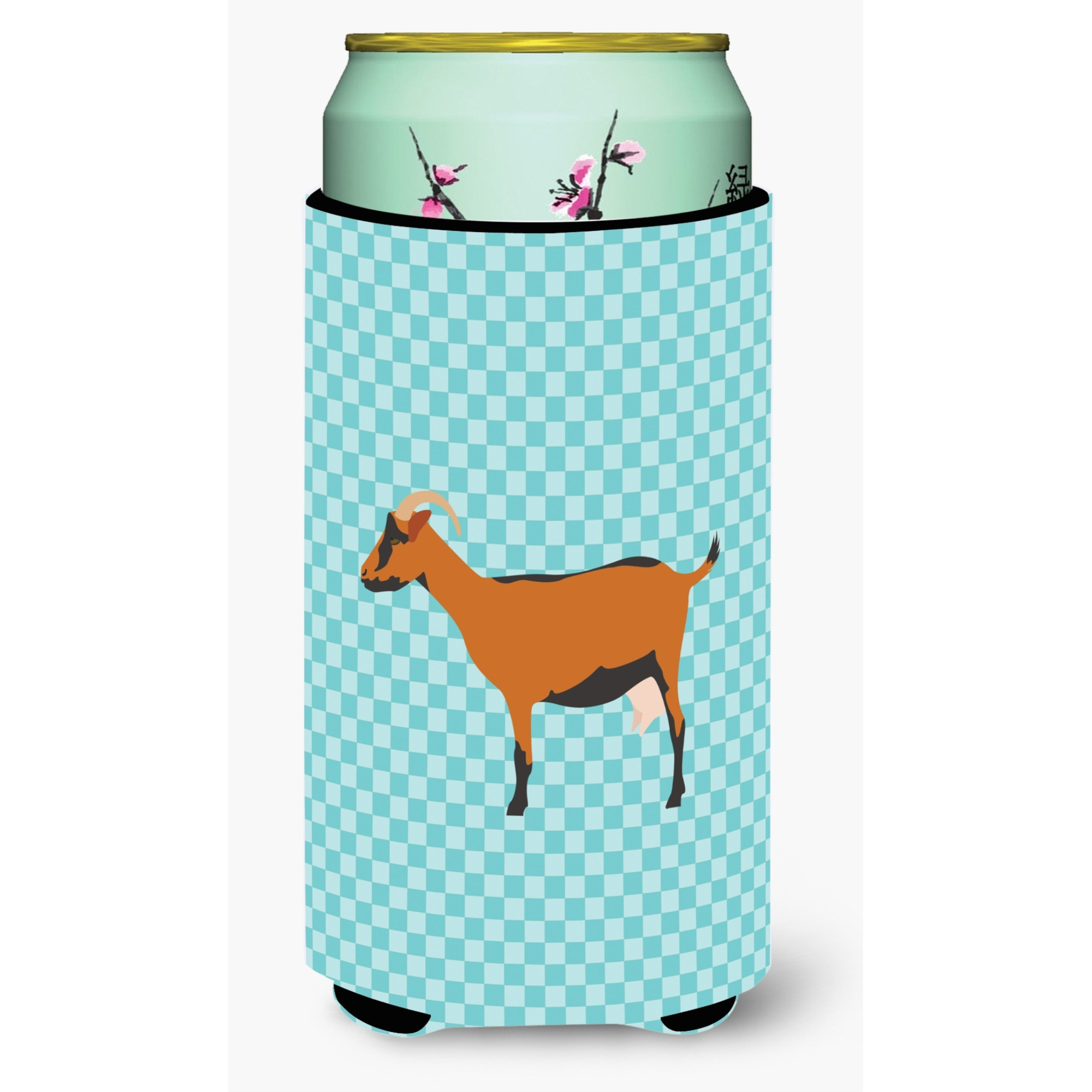 &quotCaroline's Treasures Oberhasli Goat Blue Check Decorative Can Hugger, Tall Boy, Multicolor"