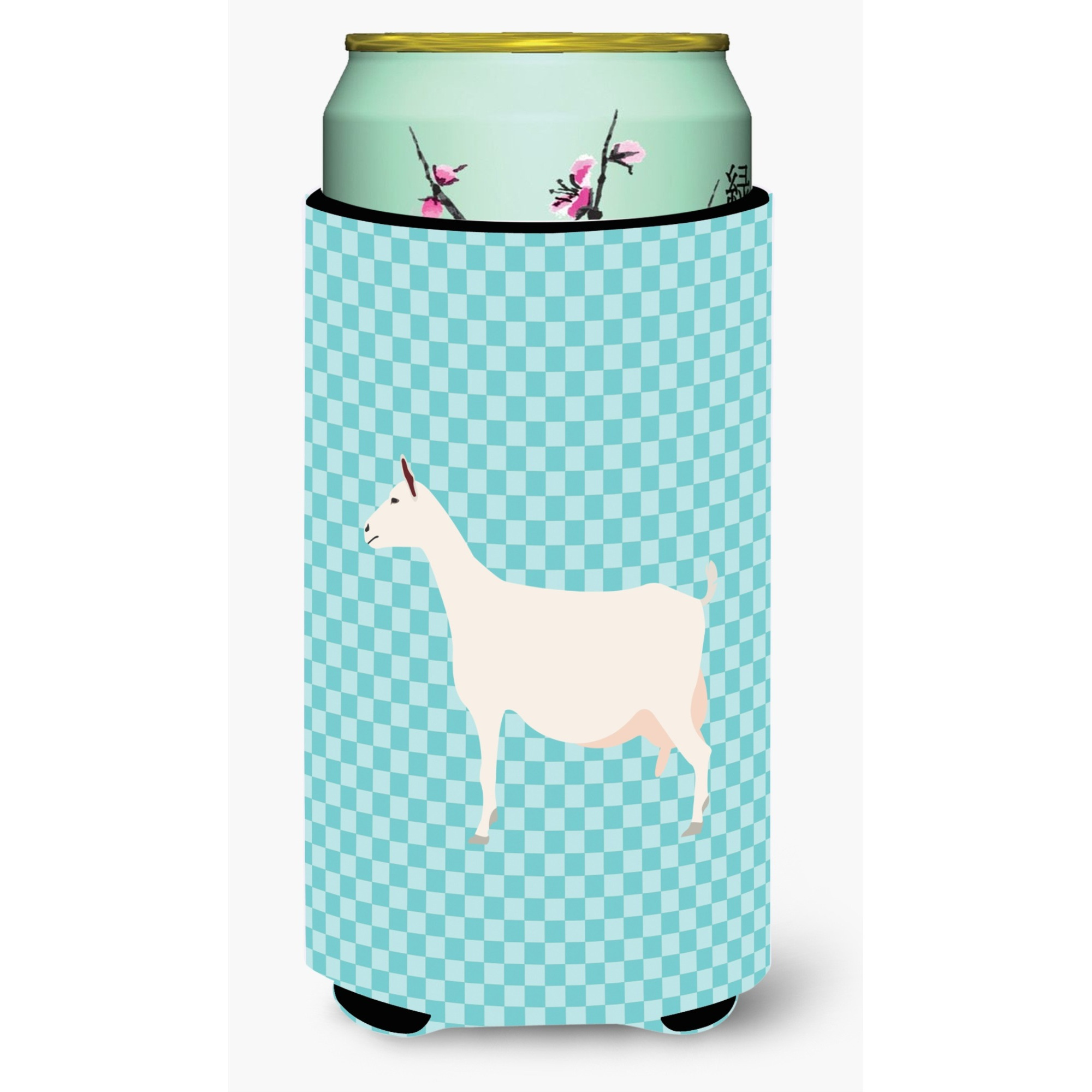 &quotCaroline's Treasures Saanen Goat Blue Check Decorative Can Hugger, Tall Boy, Multicolor"