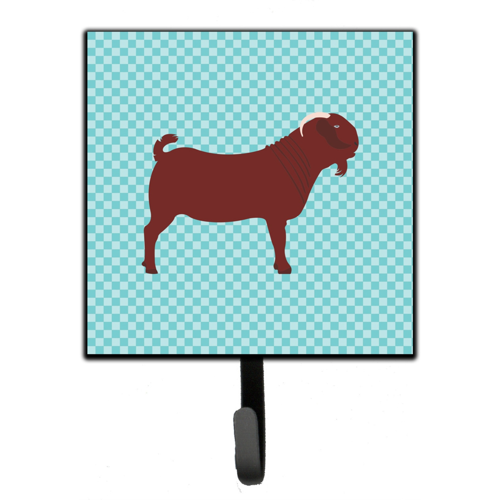 &quotCaroline's Treasures Kalahari Red Goat Blue Check Wall Hook, Small, Multicolor"