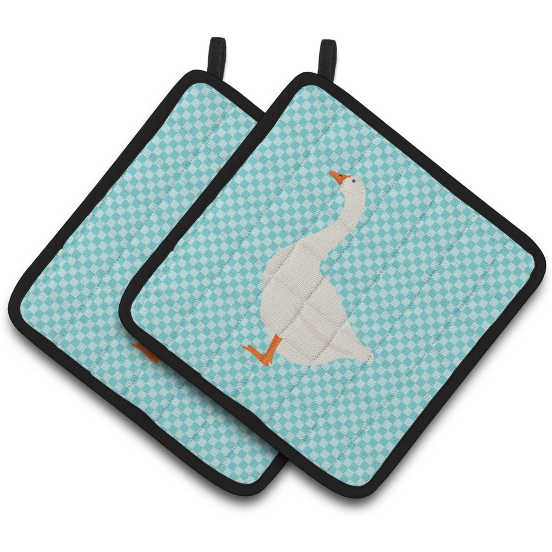 &quotCaroline's Treasures Embden Goose Blue Check Decorated Pot Holder, 7.5"" x 7.5"""