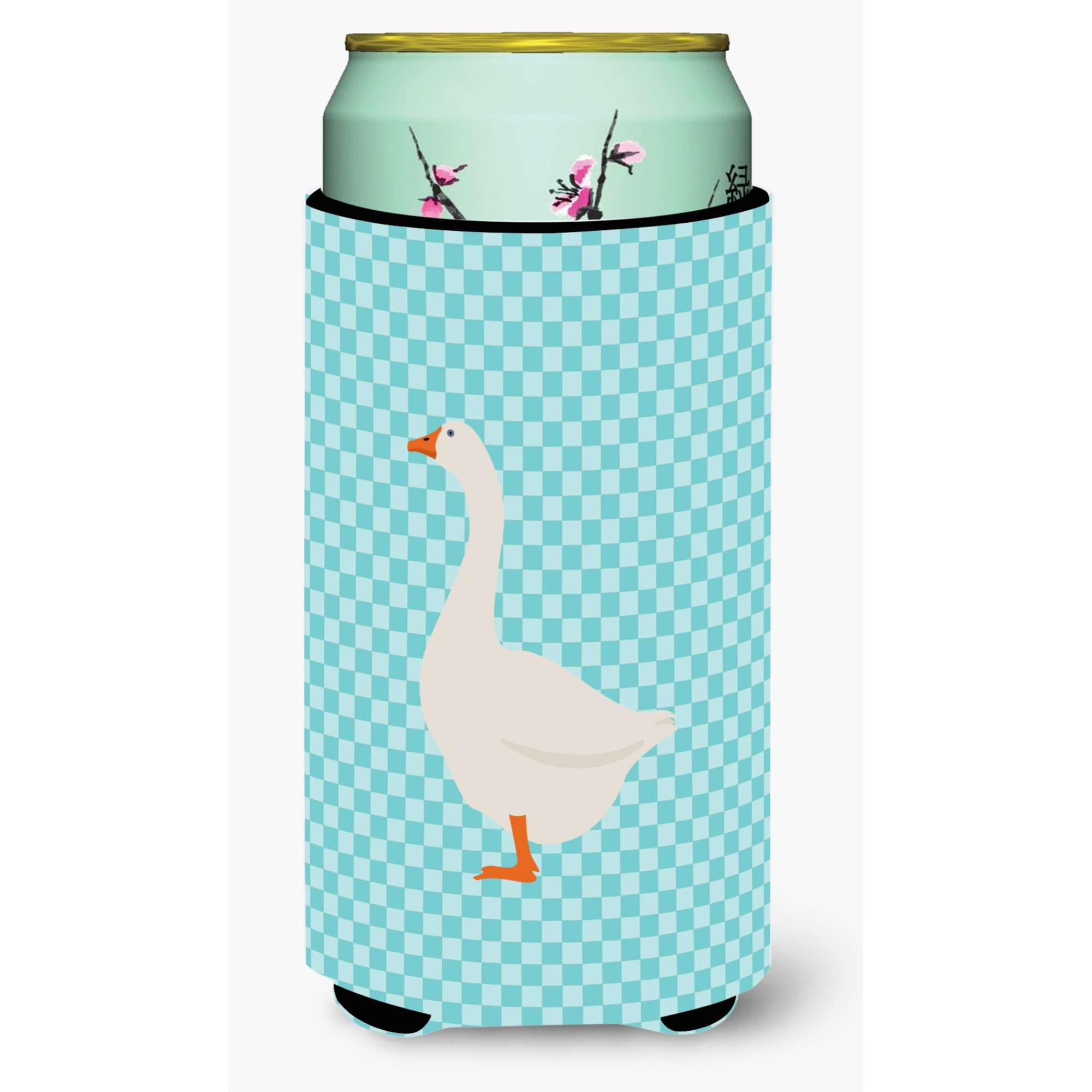 &quotCaroline's Treasures Embden Goose Blue Check Decorative Can Hugger, Tall Boy, Multicolor"