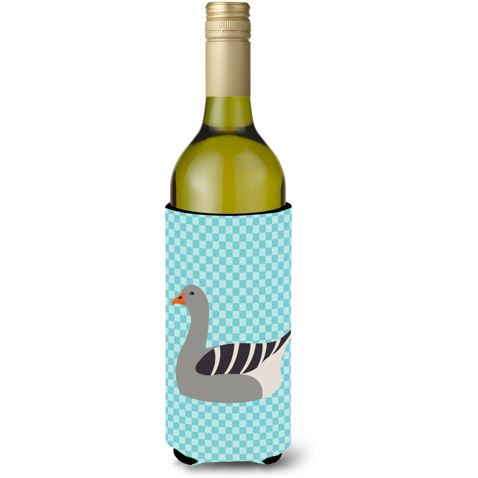 &quotCaroline's Treasures Pilgrim Goose Blue Check Decorative Bottle Hugger, 750 ml, Multicolor"