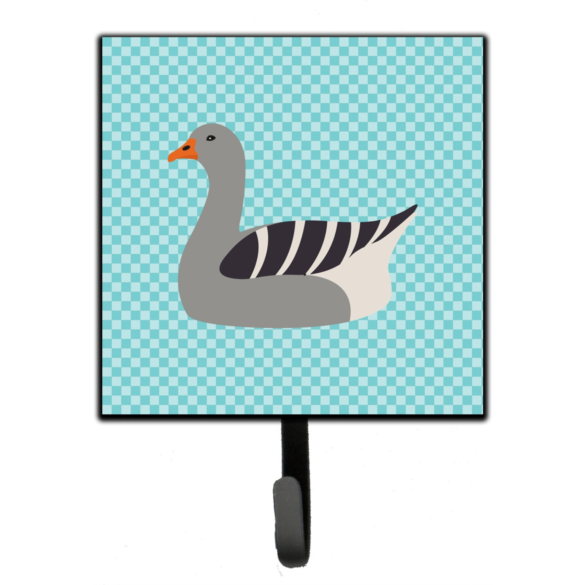 &quotCaroline's Treasures Pilgrim Goose Blue Check Wall Hook, Small, Multicolor"