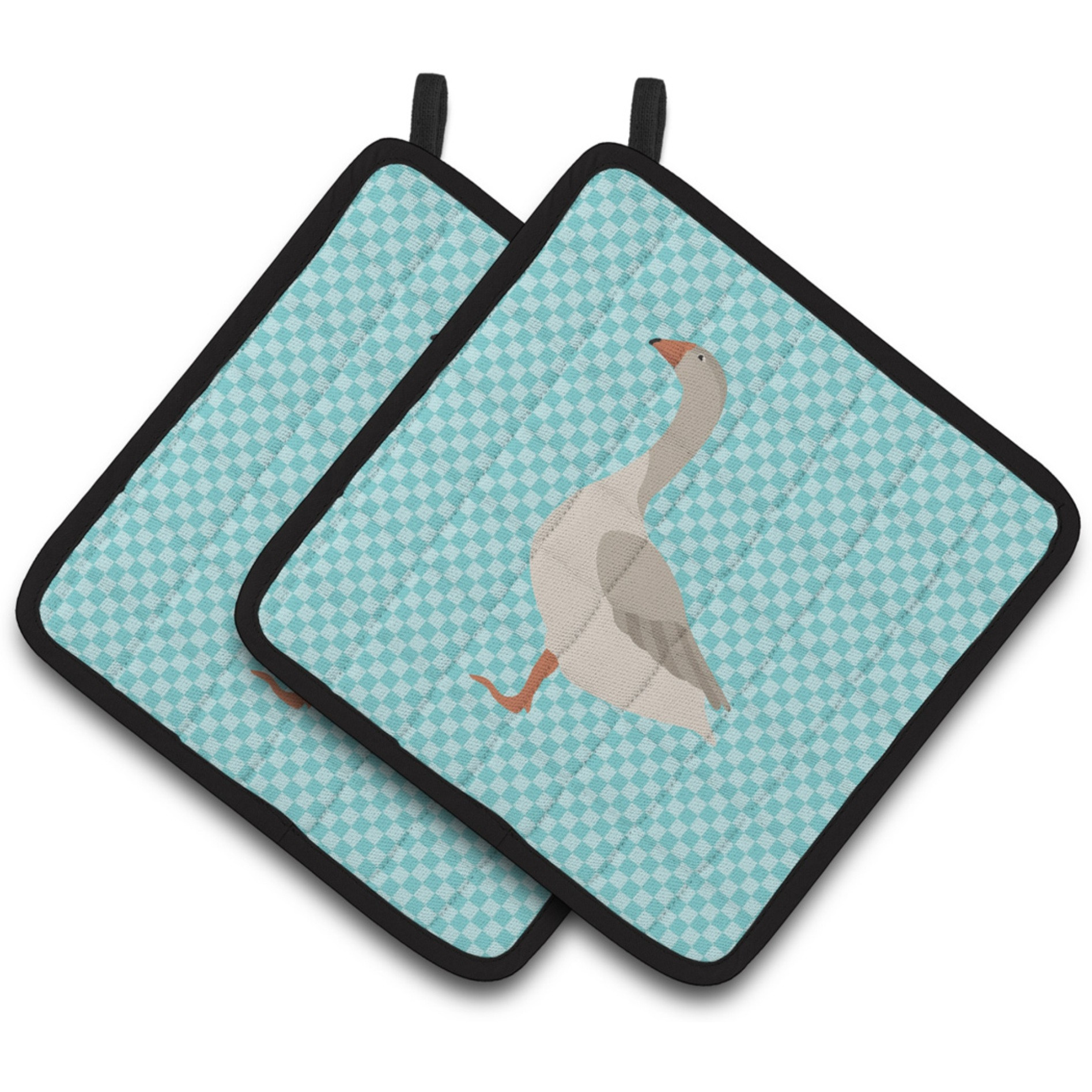 &quotCaroline's Treasures Steinbacher Goose Blue Check Decorated Pot Holder, 7.5"" x 7.5"""