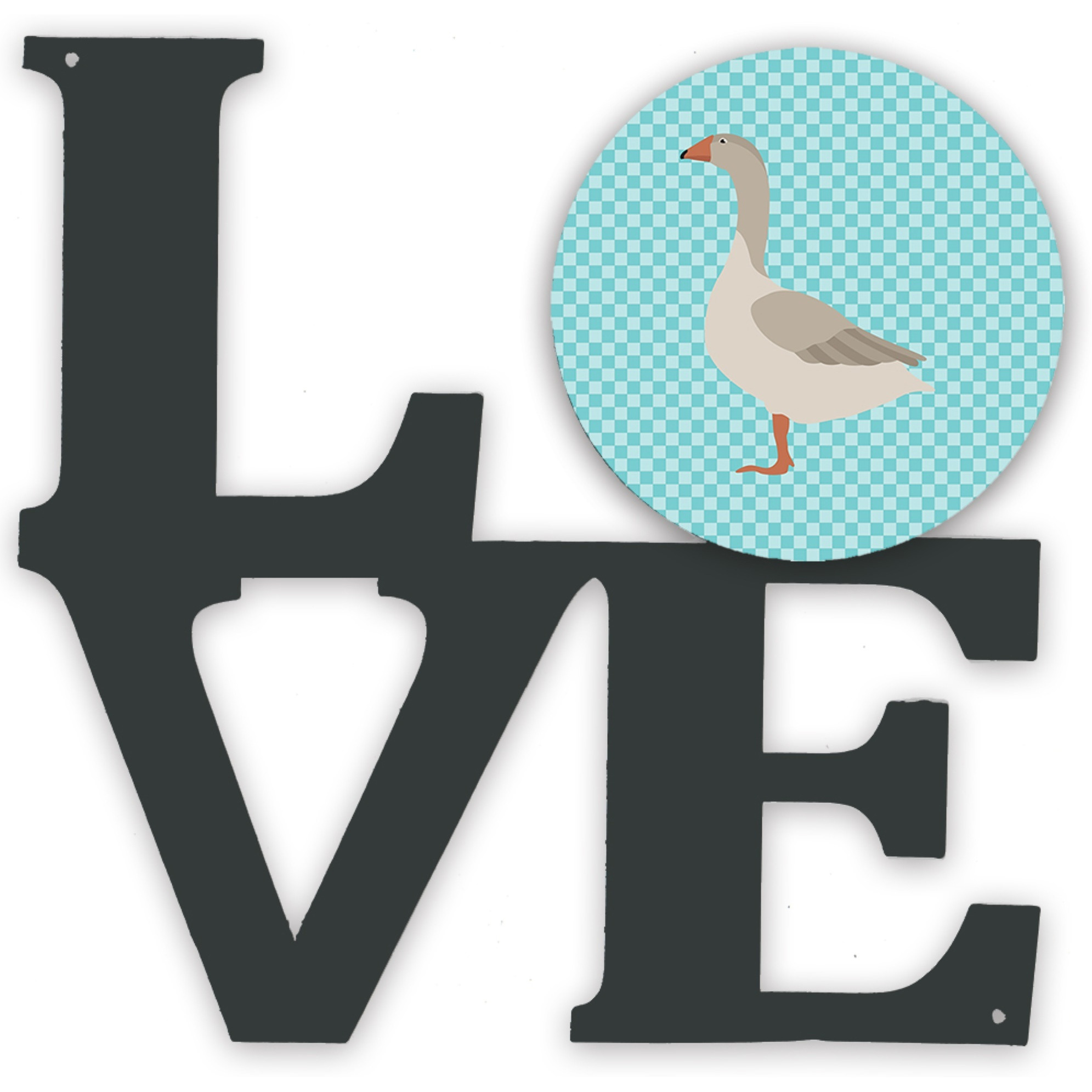 &quotCaroline's Treasures Steinbacher Goose Blue Check Metal Artwork Love wall-decor, Multicolor"