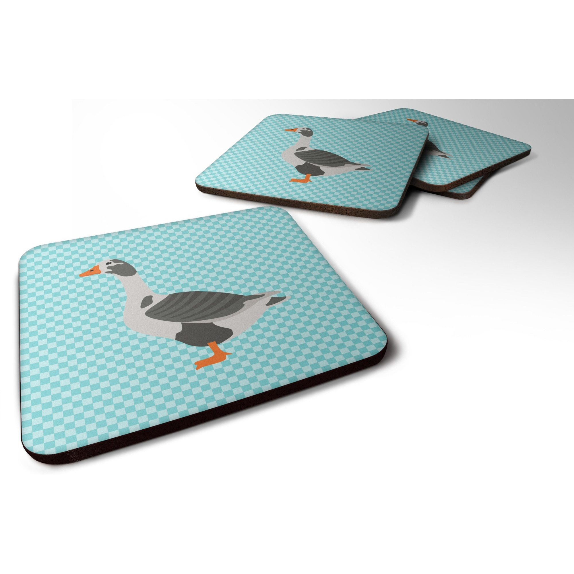 &quotCaroline's Treasures West of England Goose Blue Check Decorative coasters, 3.5, Multicolor"