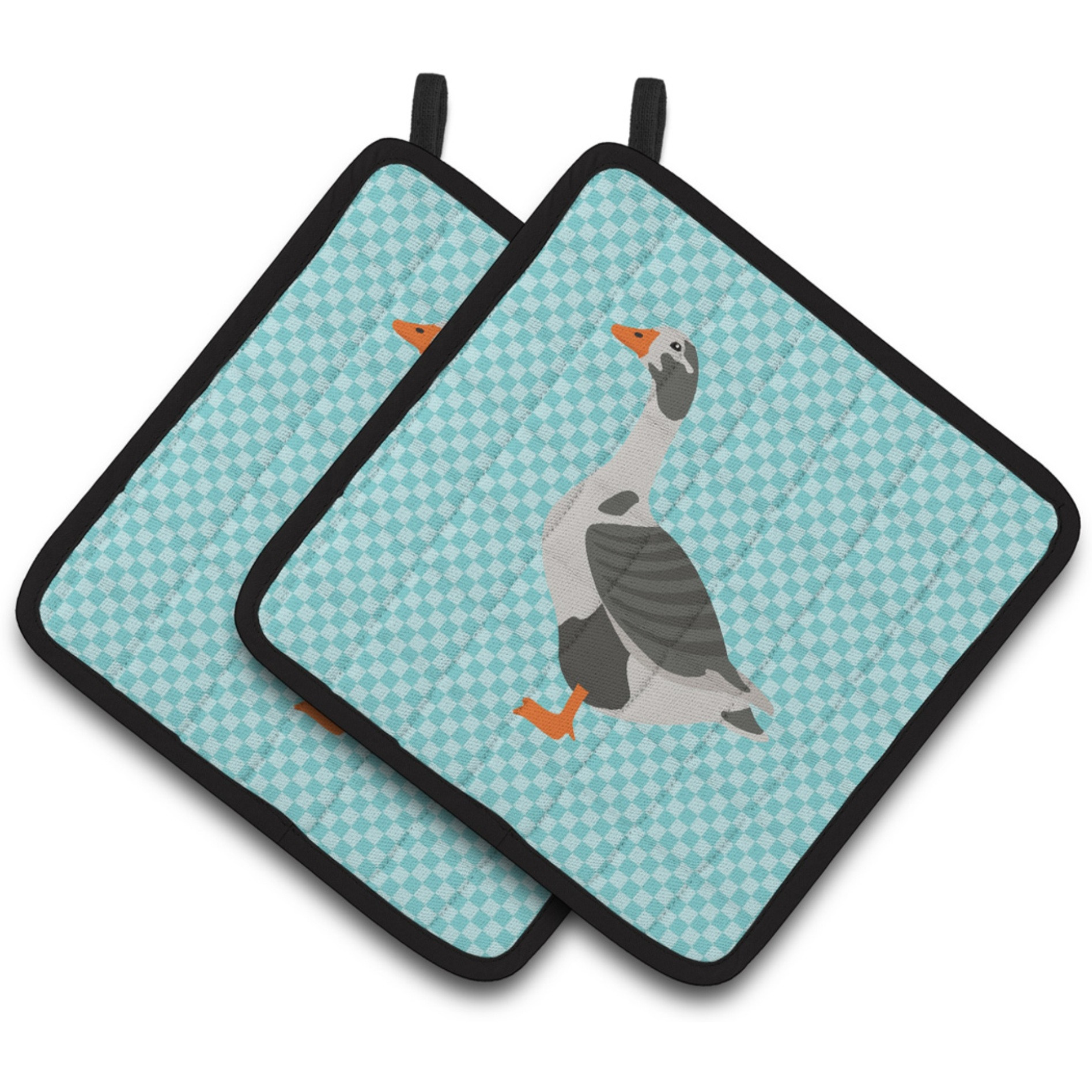 &quotCaroline's Treasures West of England Goose Blue Check Decorated Pot Holder, 7.5"" x 7.5"""