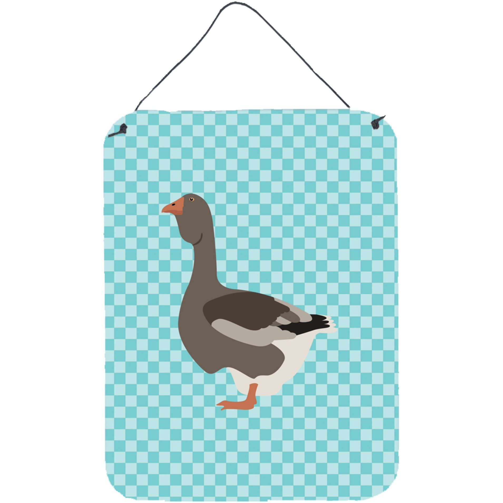 &quotCaroline's Treasures Toulouse Goose Blue Check Metal Print, 16hx12w, Multicolor"