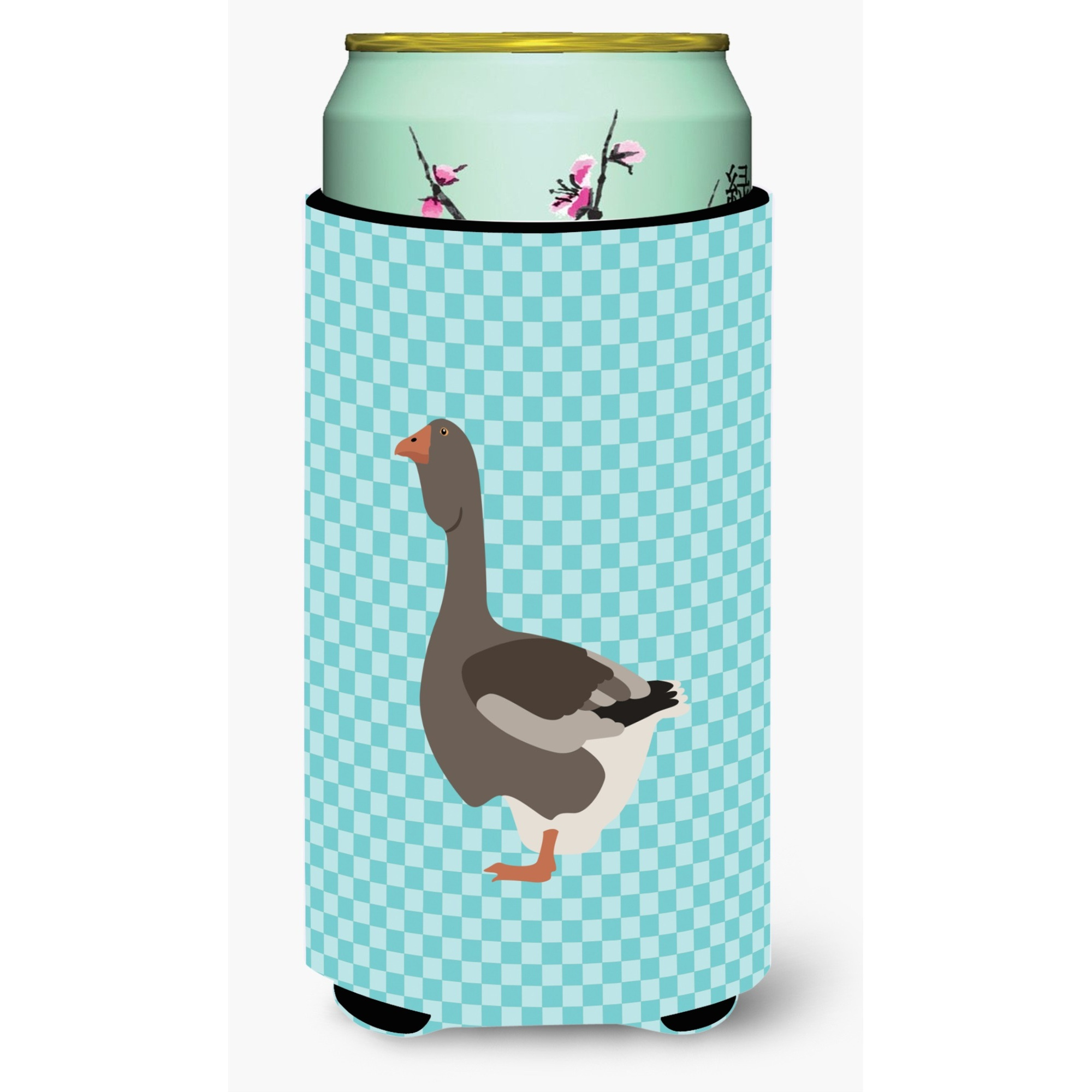 &quotCaroline's Treasures Toulouse Goose Blue Check Decorative Can Hugger, Tall Boy, Multicolor"