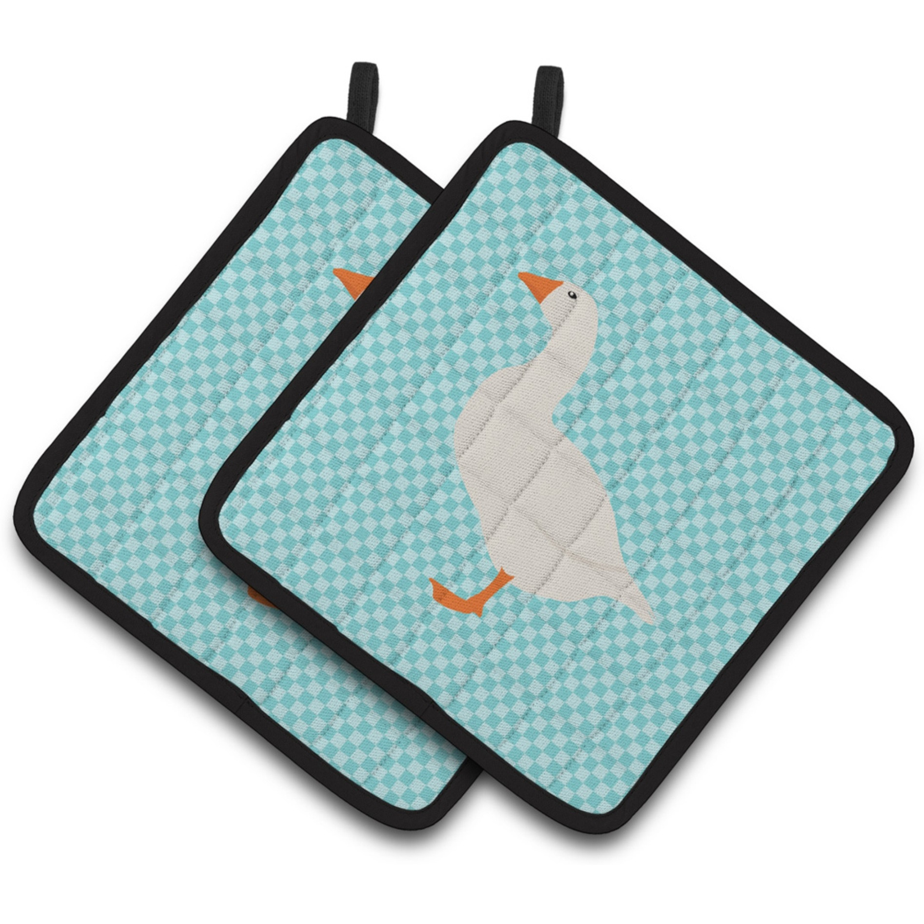&quotCaroline's Treasures Shire Horse Blue Check Decorated Pot Holder, 7.5"" x 7.5"""