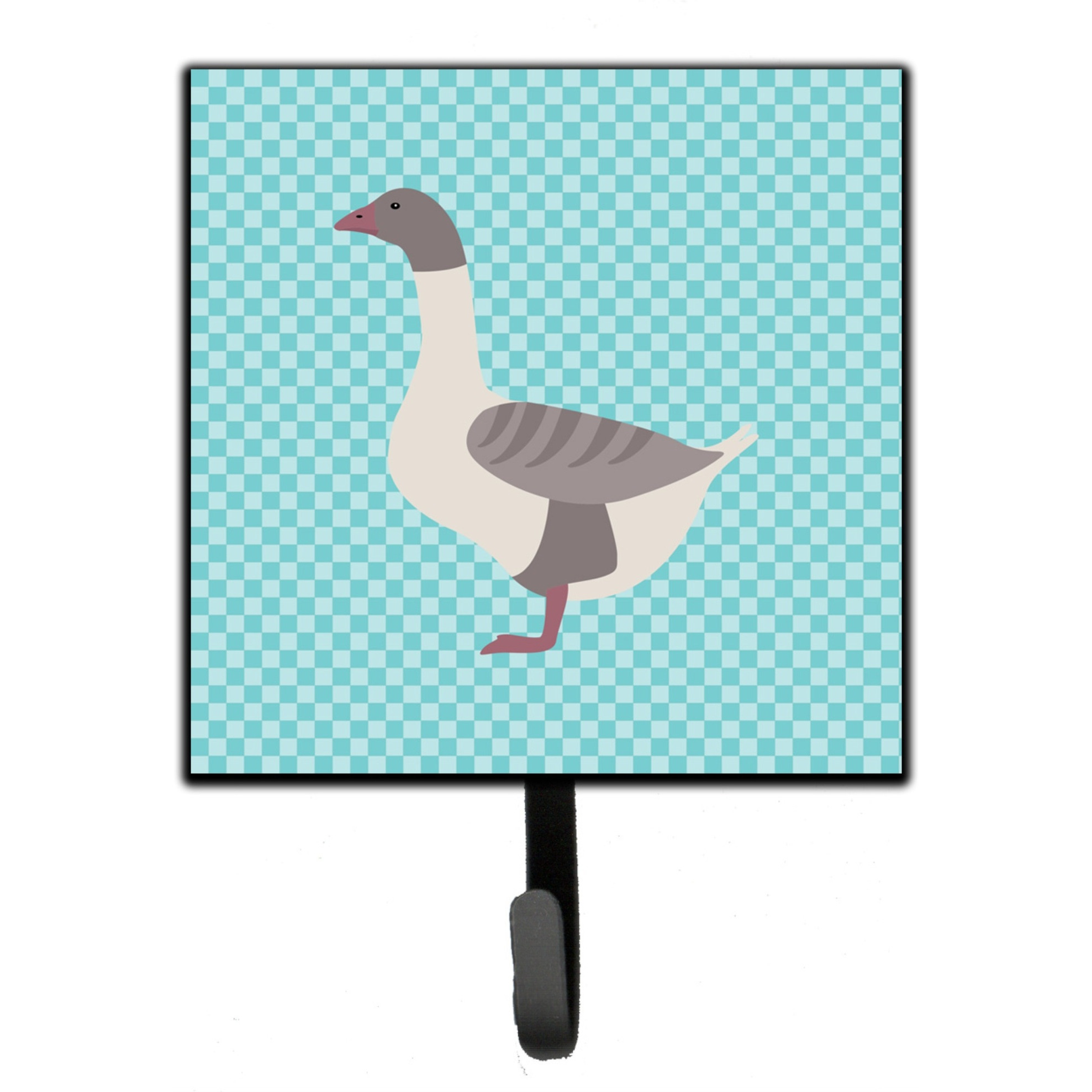 &quotCaroline's Treasures Buff Grey Back Goose Blue Check Wall Hook, Small, Multicolor"