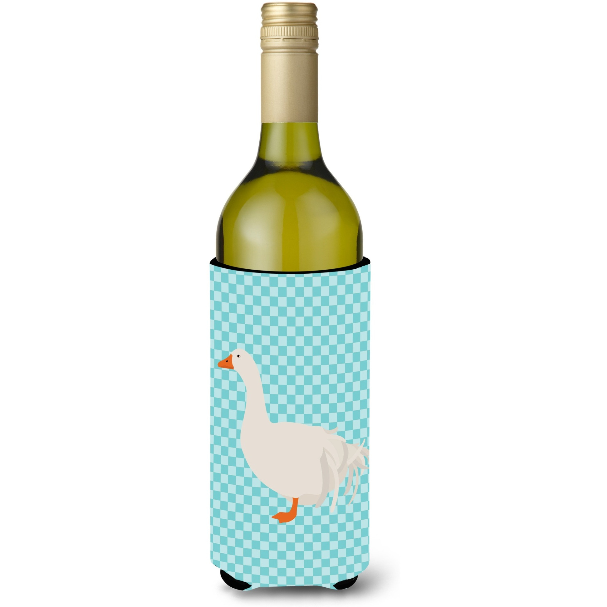 &quotCaroline's Treasures Sebastopol Goose Blue Check Decorative Bottle Hugger, 750 ml, Multicolor"