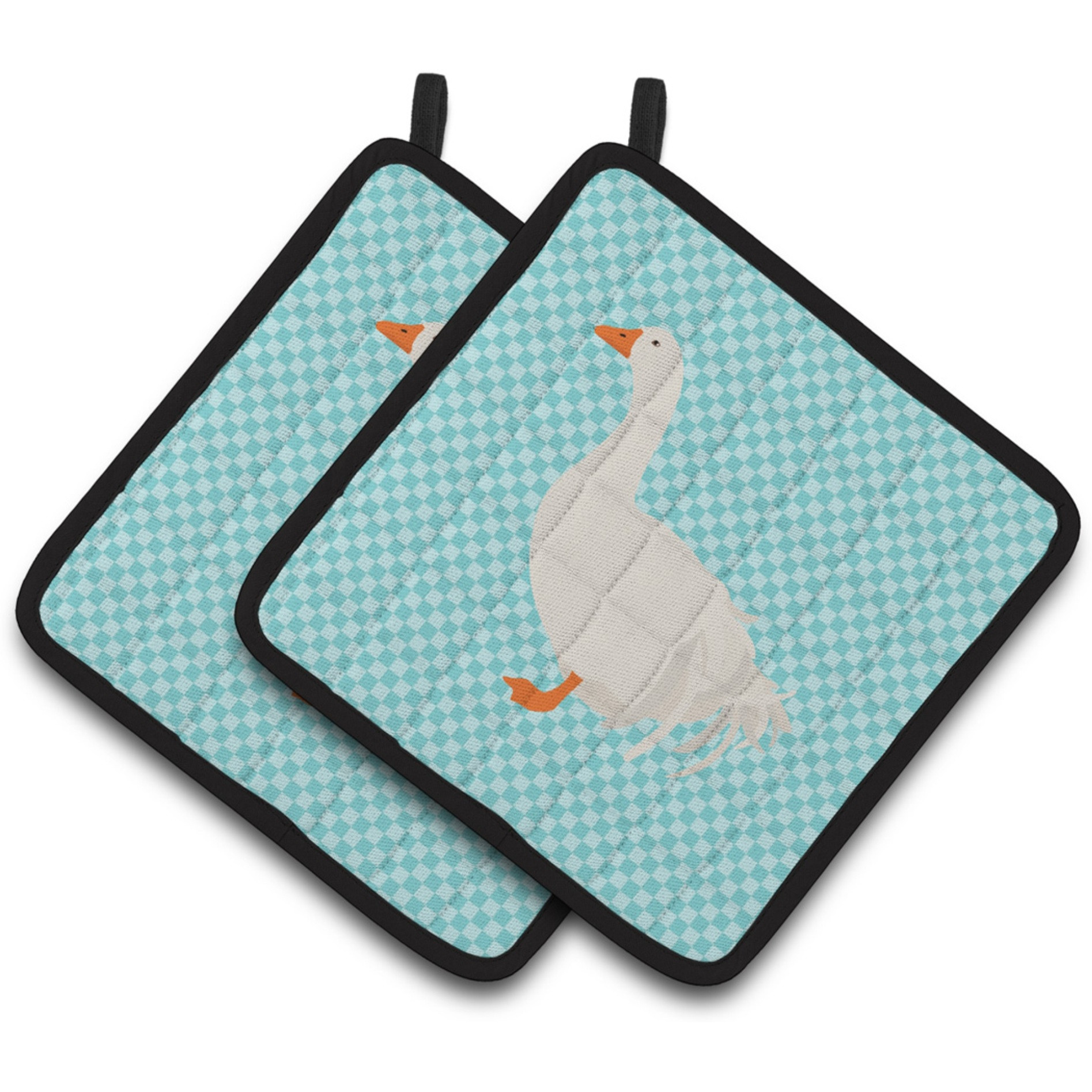 &quotCaroline's Treasures Sebastopol Goose Blue Check Decorated Pot Holder, 7.5"" x 7.5"""
