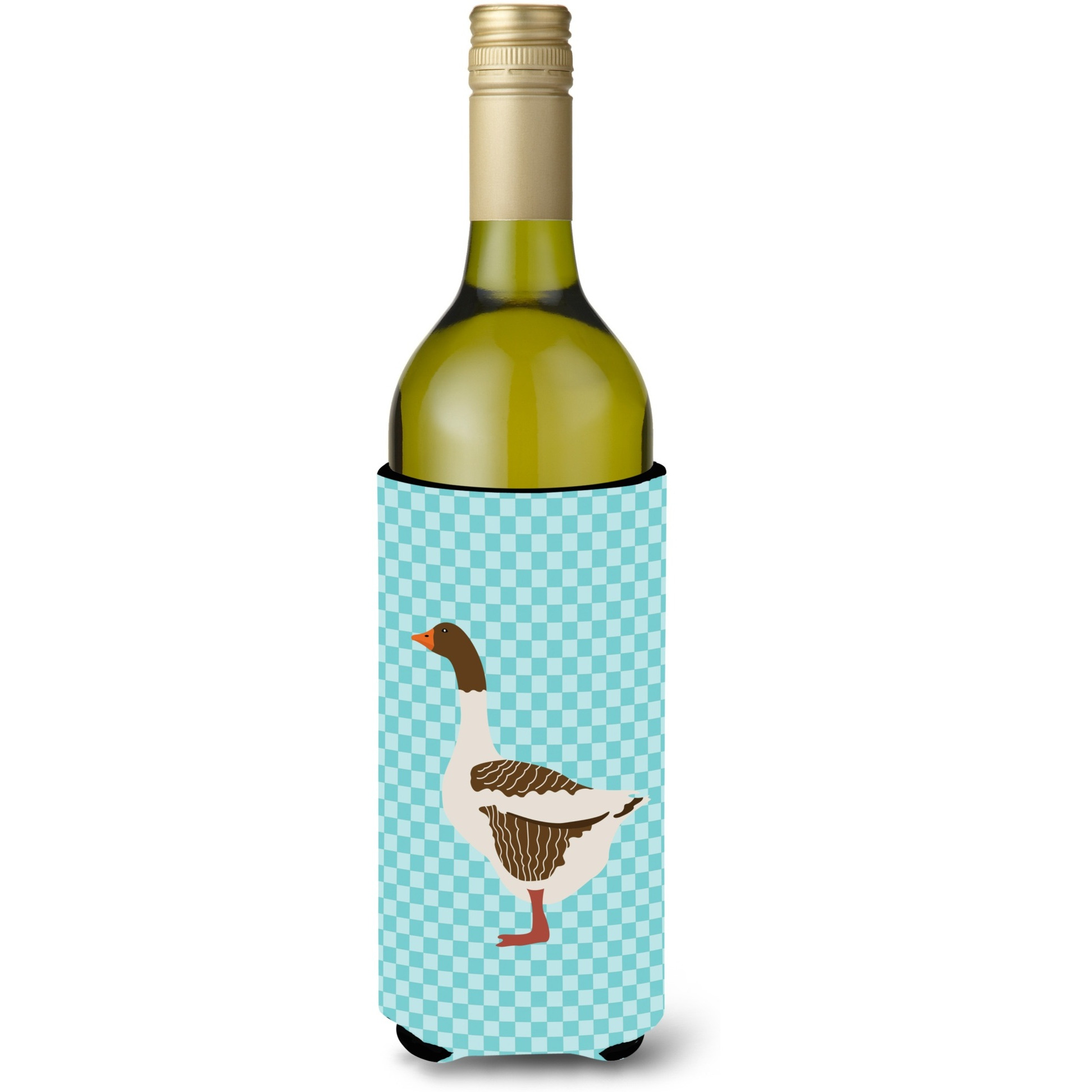 &quotCaroline's Treasures Pomeranian Rogener Goose Blue Check Decorative Bottle Hugger, 750 ml, Multicolor"