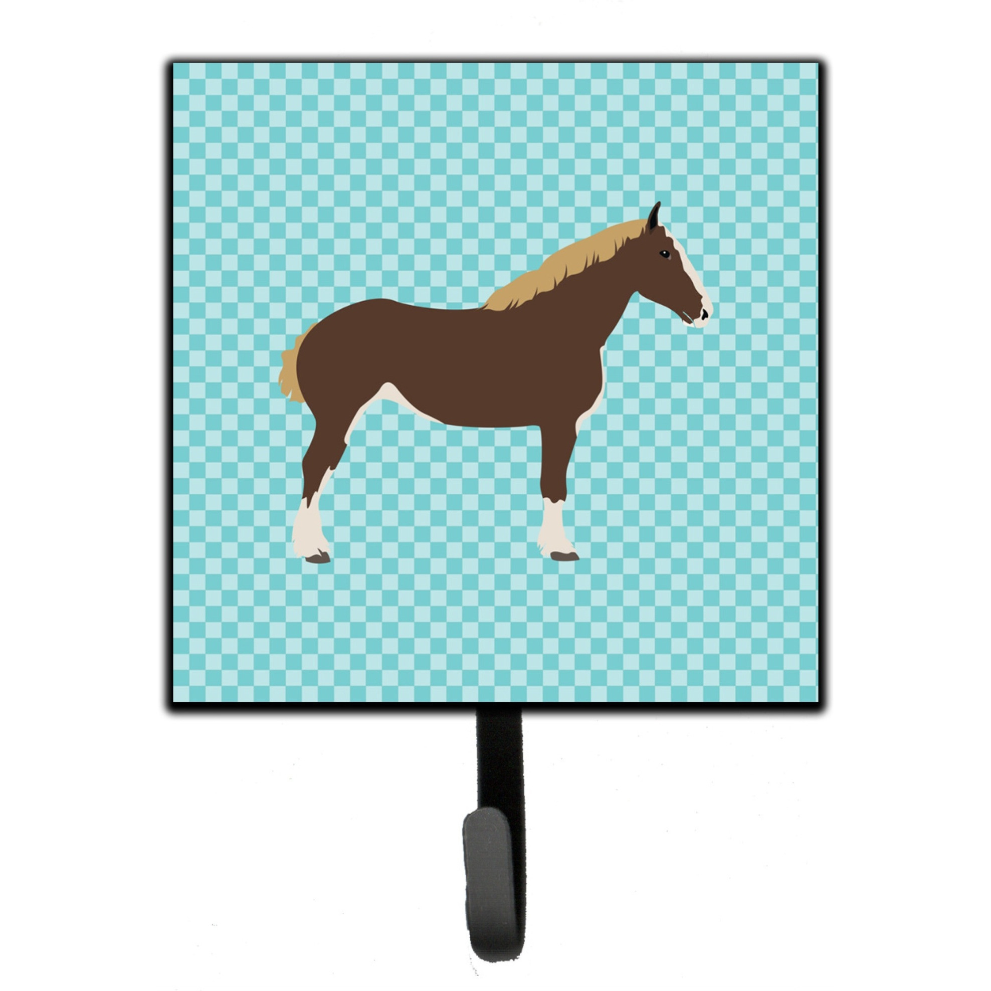 &quotCaroline's Treasures Percheron Horse Blue Check Wall Hook, Small, Multicolor"