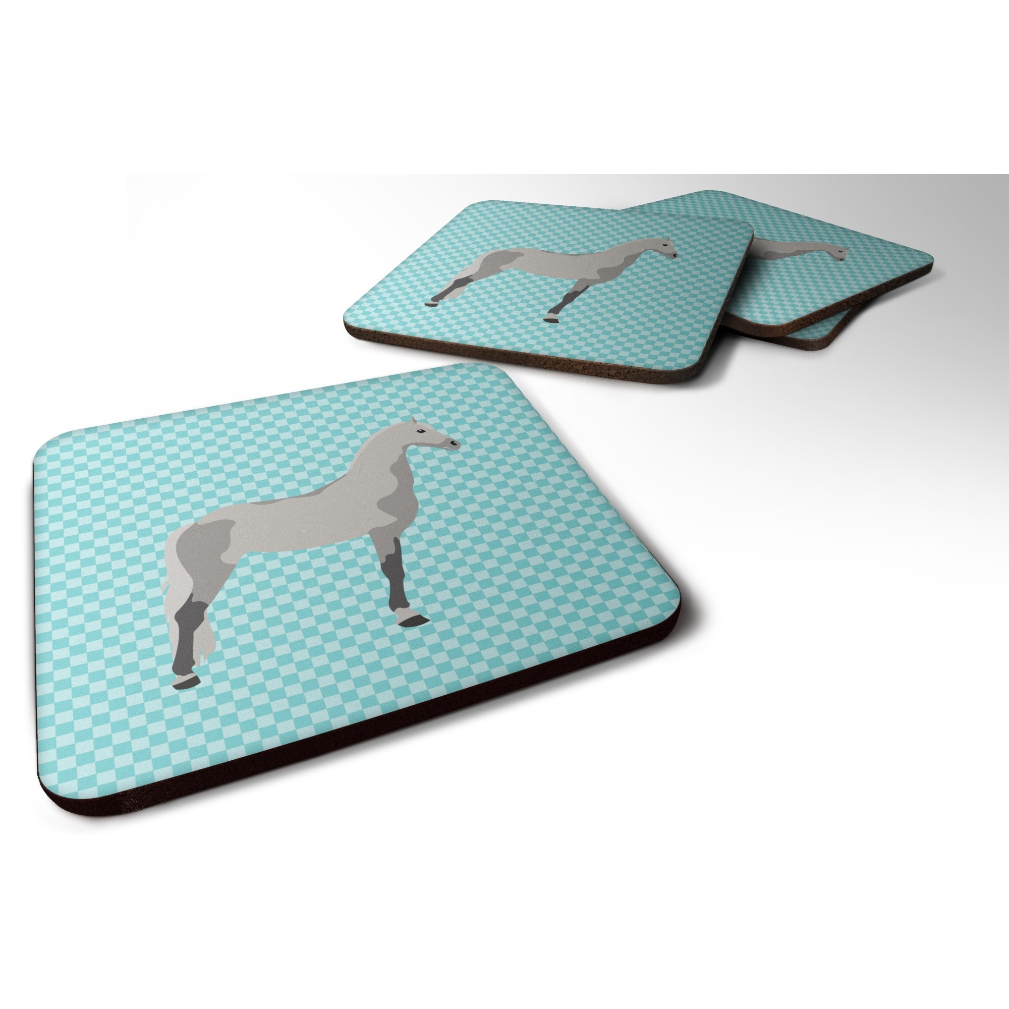 &quotCaroline's Treasures Orlov Trotter Horse Blue Check Decorative coasters, 3.5, Multicolor"