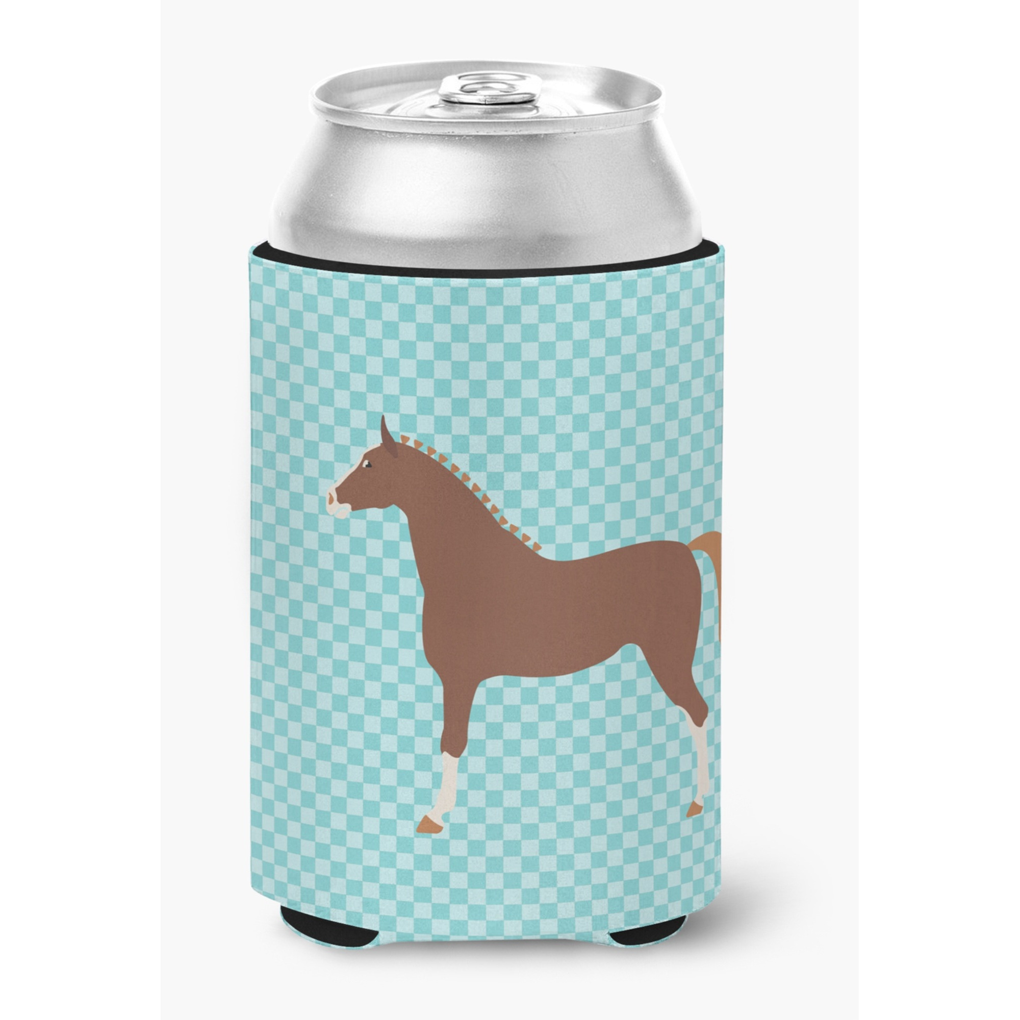 &quotCaroline's Treasures Hannoverian Horse Blue Check Decorative Can Hugger, Multicolor"