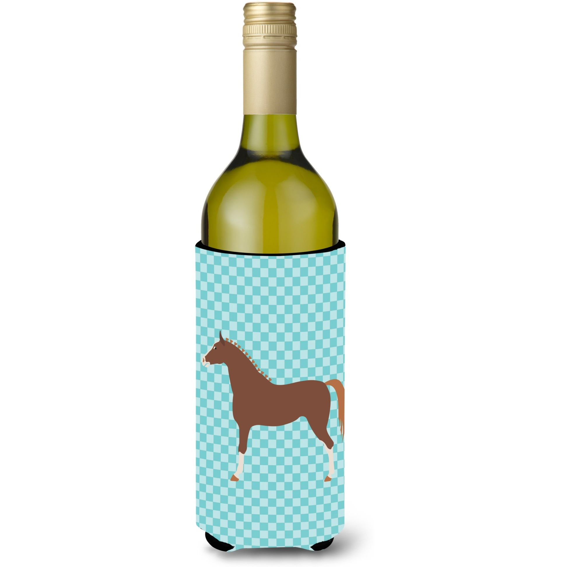 &quotCaroline's Treasures Hannoverian Horse Blue Check Decorative Bottle Hugger, 750 ml, Multicolor"