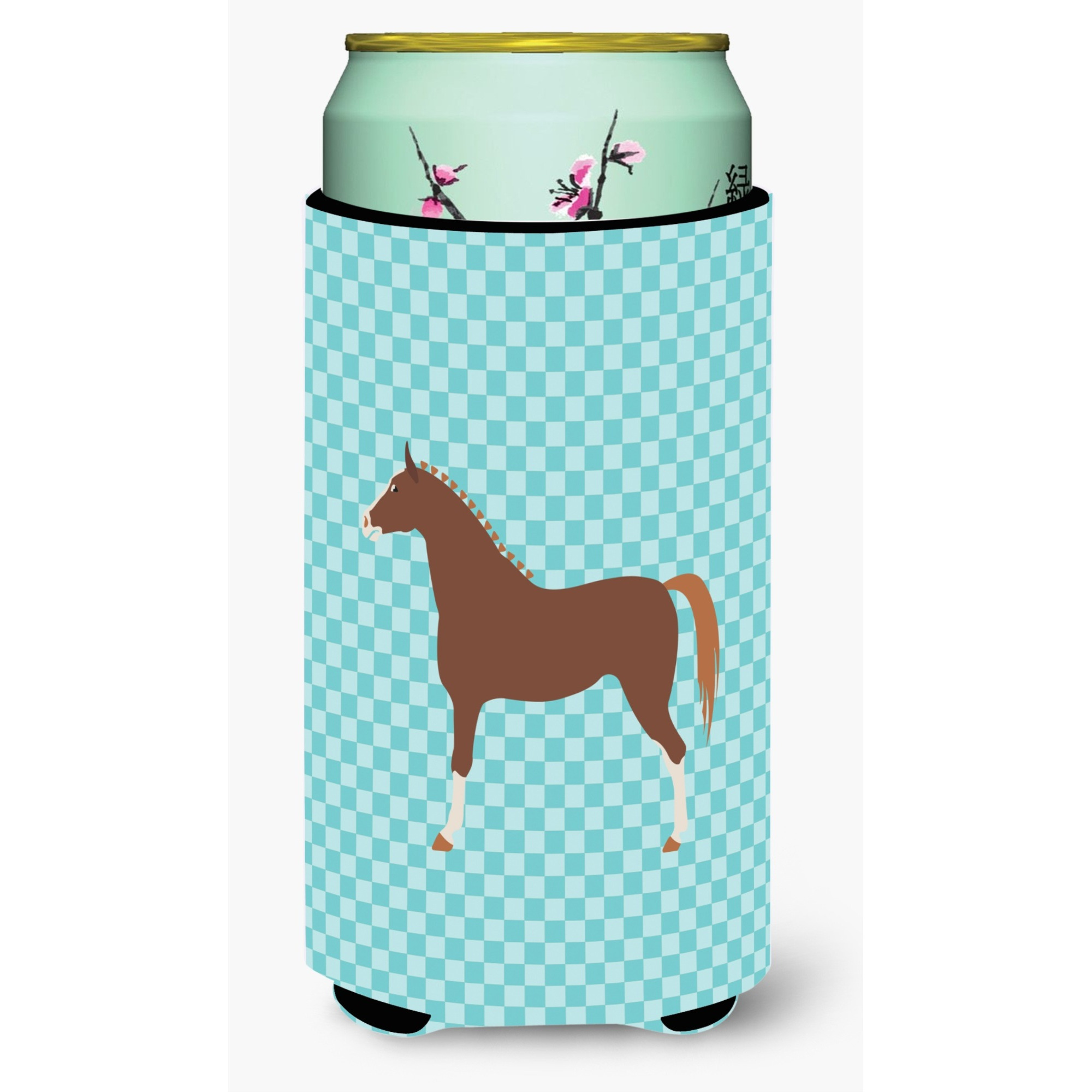 &quotCaroline's Treasures Hannoverian Horse Blue Check Decorative Can Hugger, Tall Boy, Multicolor"
