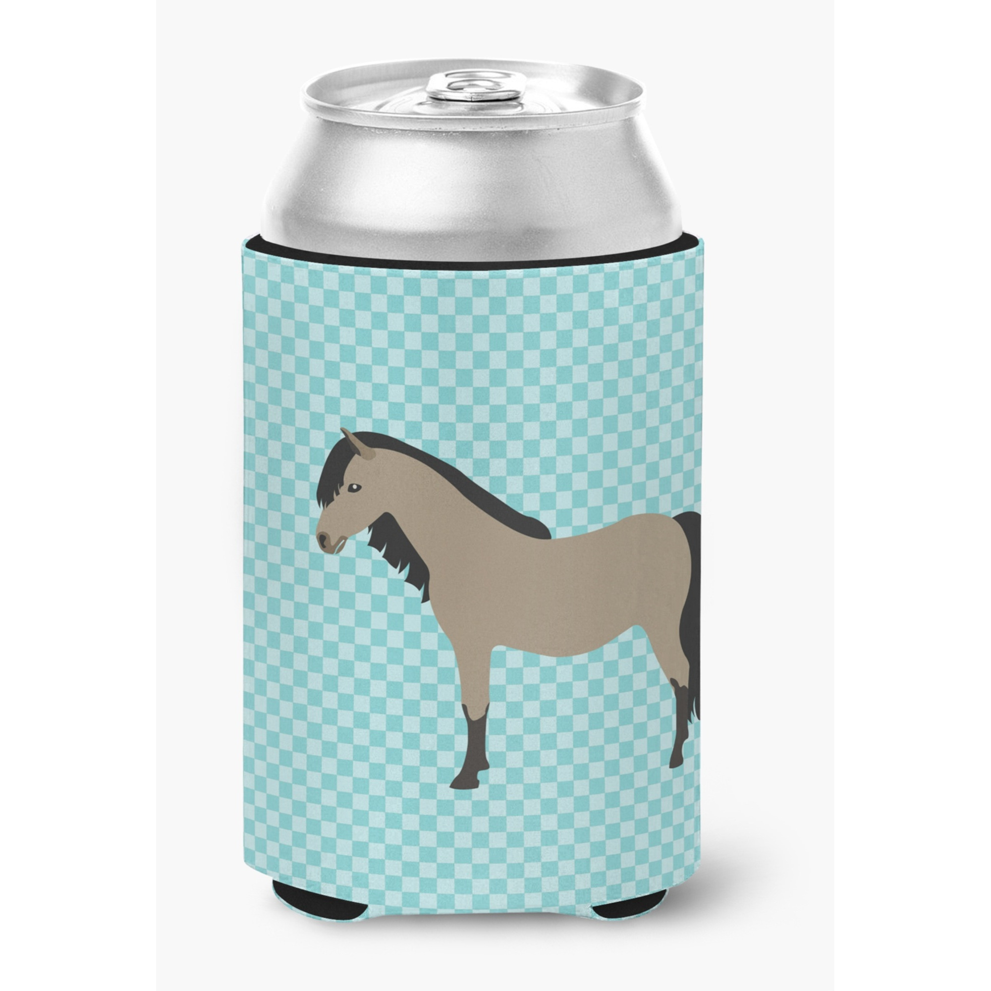 &quotCaroline's Treasures Welsh Pony Horse Blue Check Decorative Can Hugger, Multicolor"