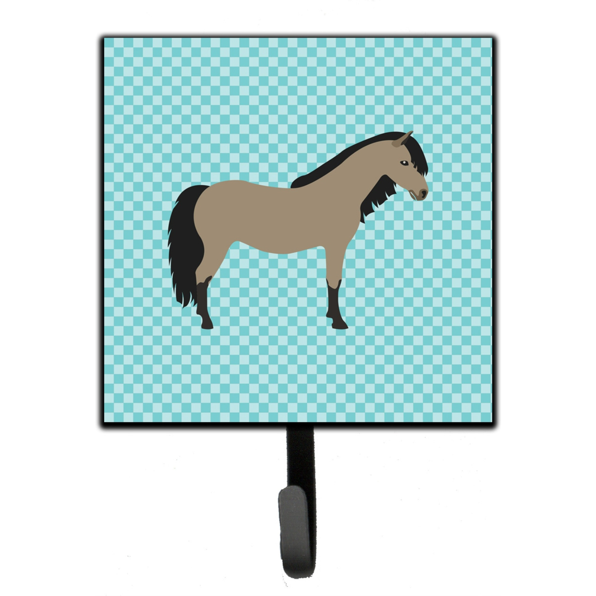 &quotCaroline's Treasures Welsh Pony Horse Blue Check Wall Hook, Small, Multicolor"