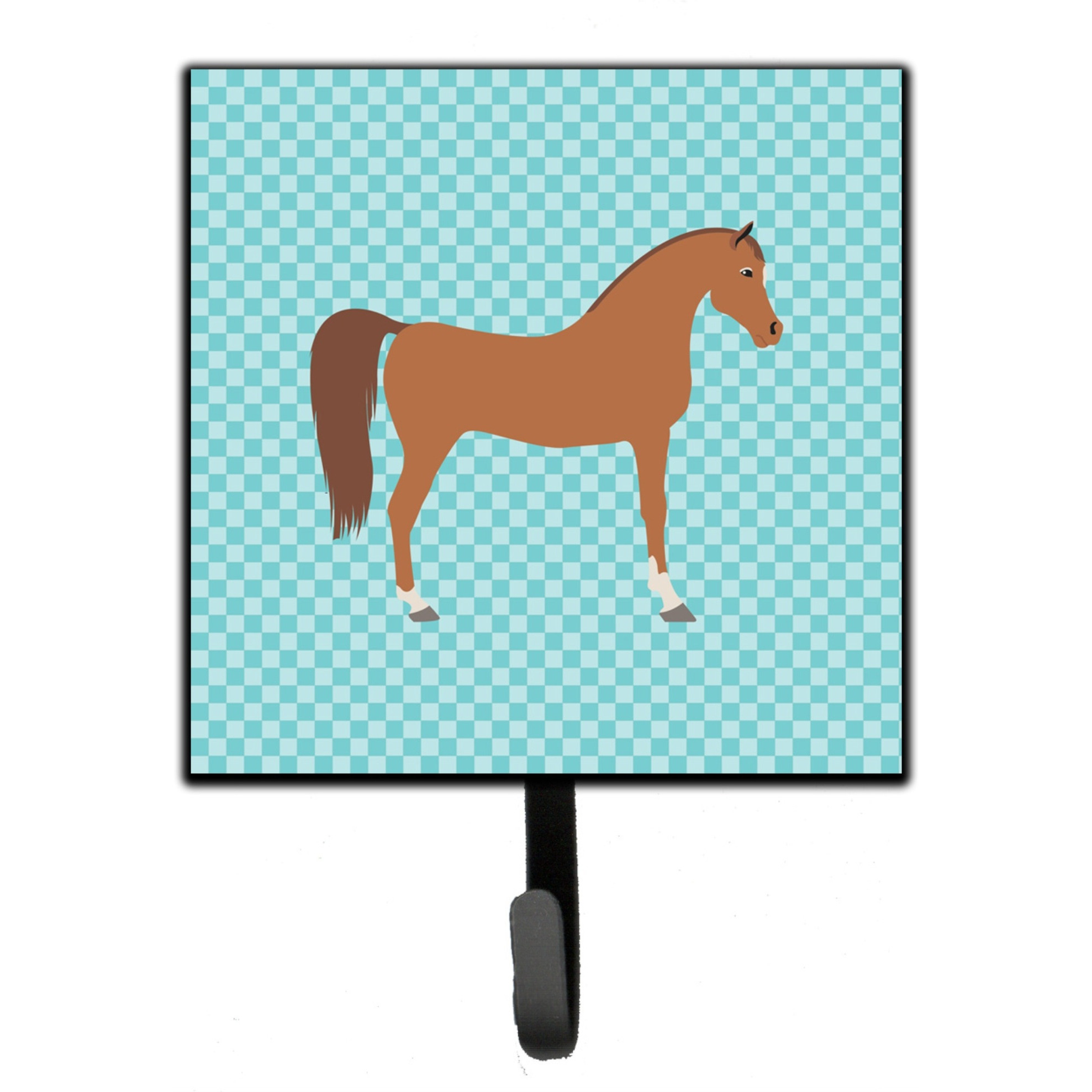 &quotCaroline's Treasures Arabian Horse Blue Check Wall Hook, Small, Multicolor"