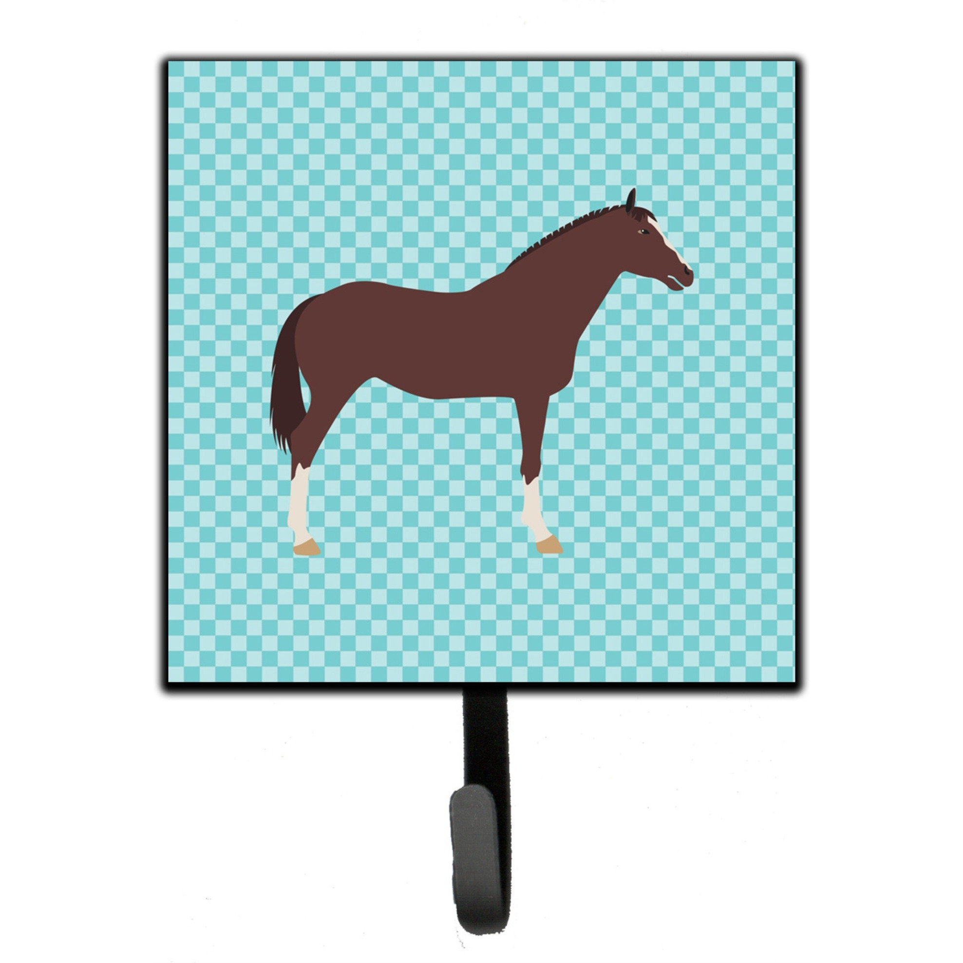 &quotCaroline's Treasures English Thoroughbred Horse Blue Check Wall Hook, Small, Multicolor"