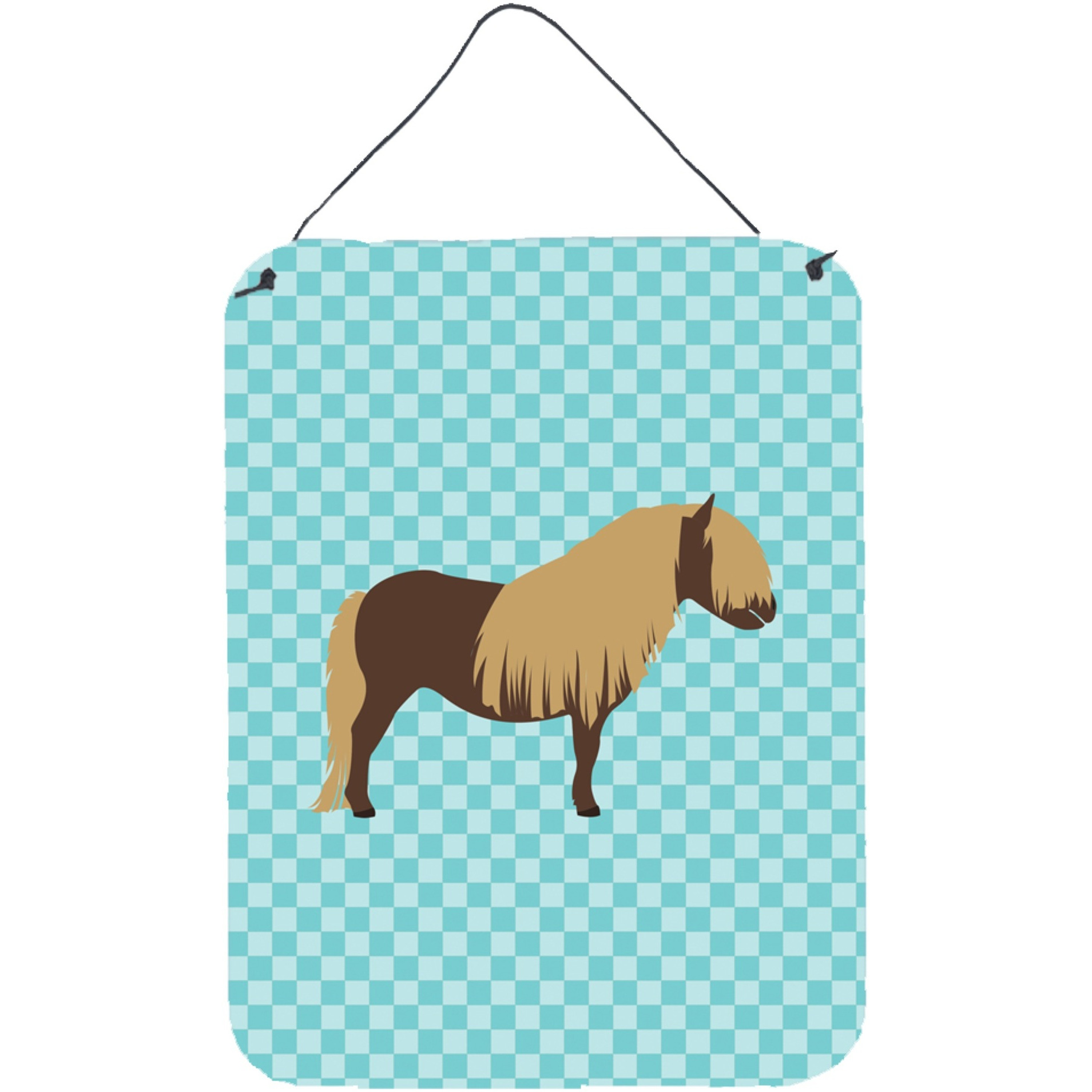 &quotCaroline's Treasures Shetland Pony Horse Blue Check Metal Print, 16hx12w, Multicolor"