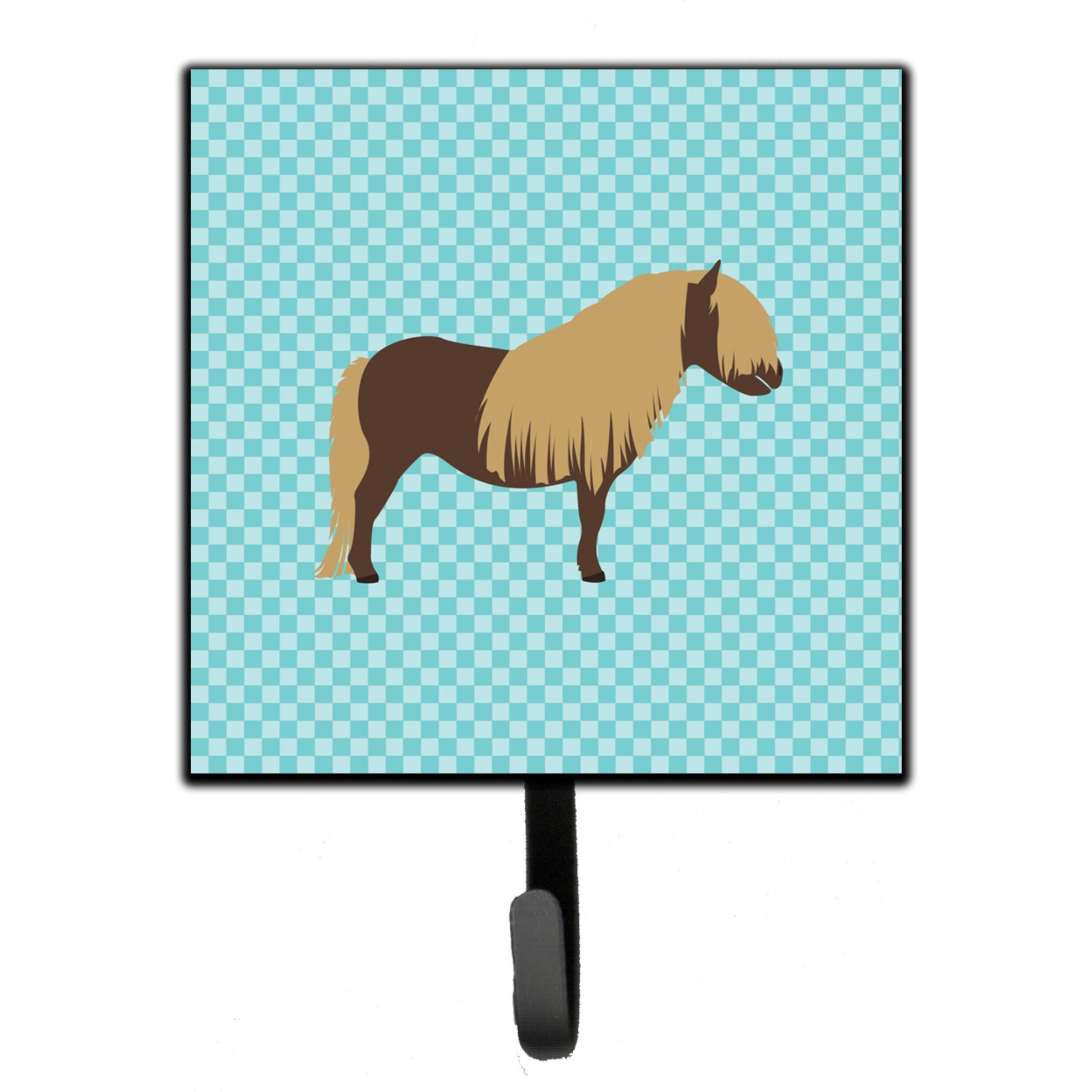&quotCaroline's Treasures Shetland Pony Horse Blue Check Wall Hook, Small, Multicolor"