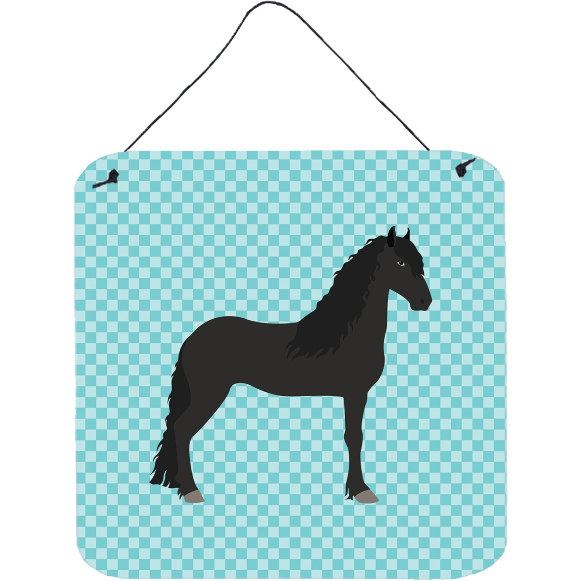 &quotCaroline's Treasures Blue Friesian Horse Check Metal Print, 6hx6w"