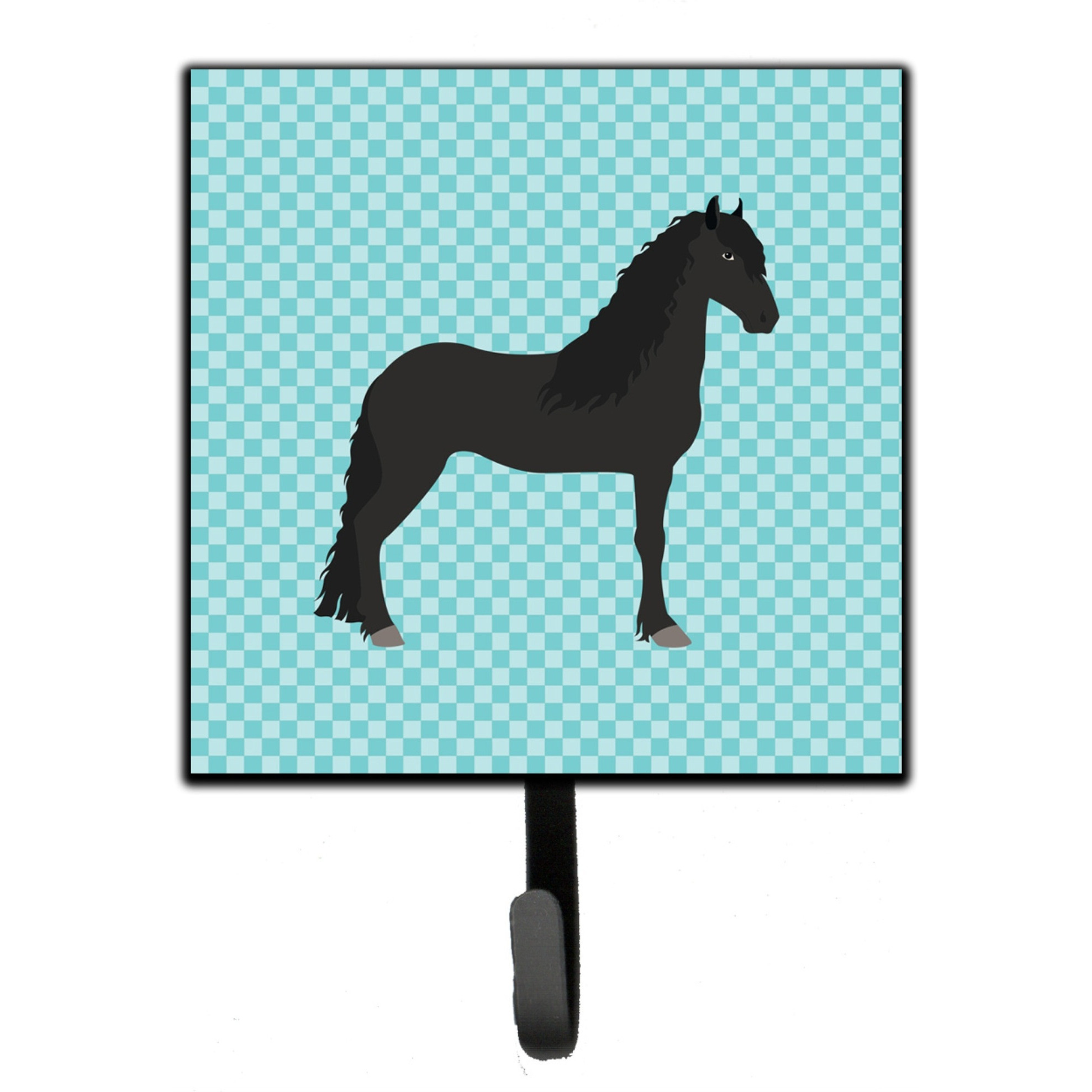 &quotCaroline's Treasures Friesian Horse Blue Check Wall Hook, Small, Multicolor"