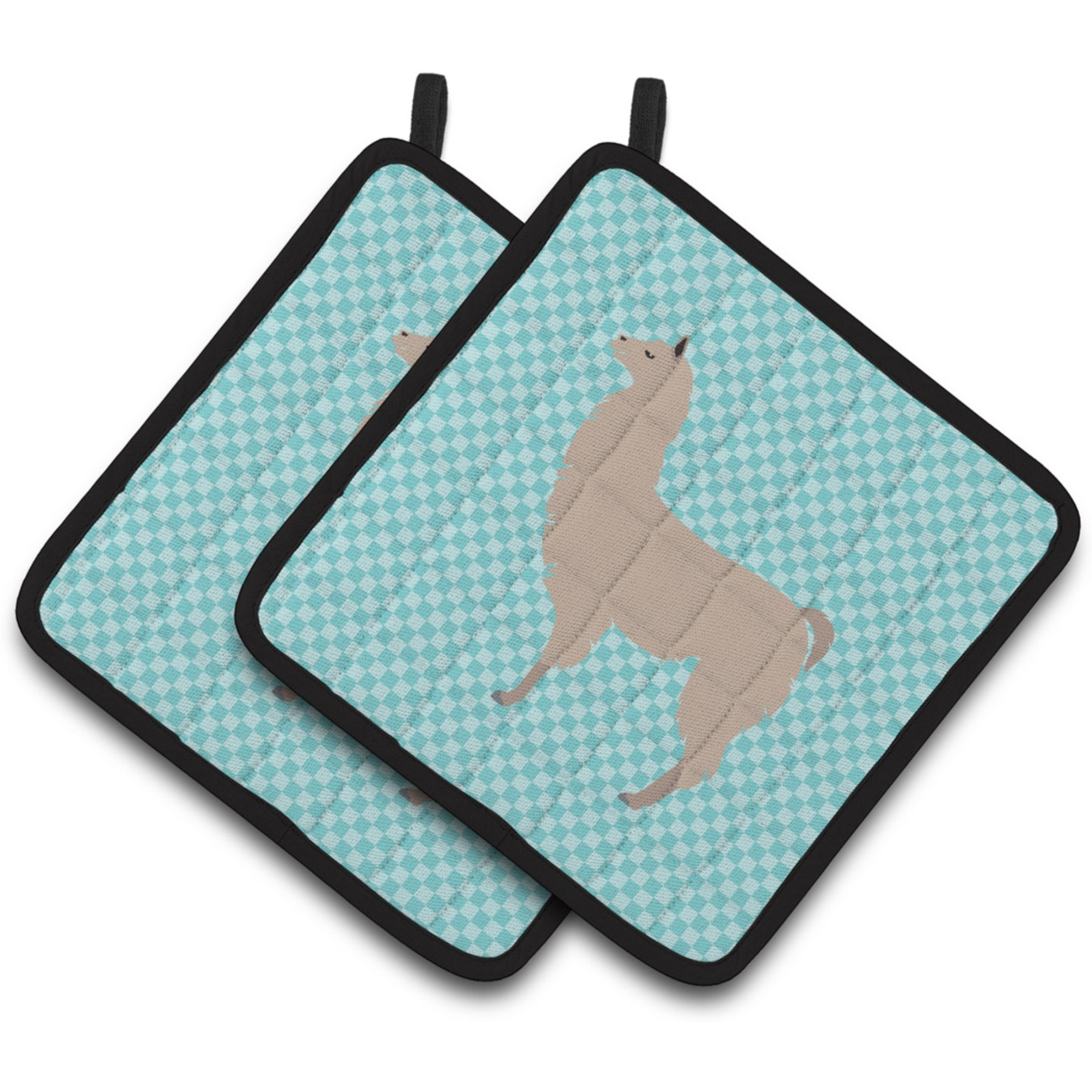 &quotCaroline's Treasures Llama Blue Check Decorated Pot Holder, 7.5"" x 7.5"""
