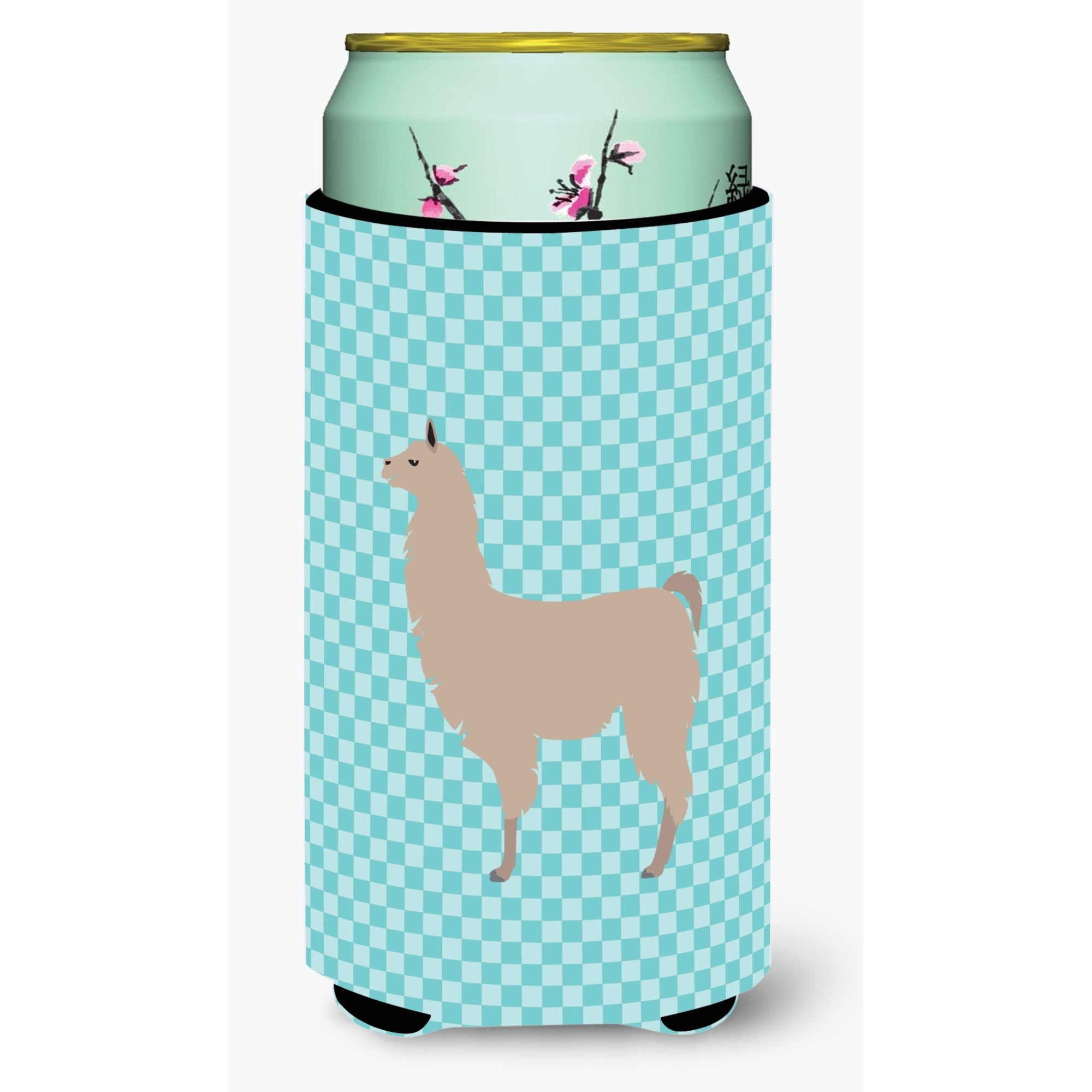 &quotCaroline's Treasures Llama Blue Check Decorative Can Hugger, Tall Boy, Multicolor"