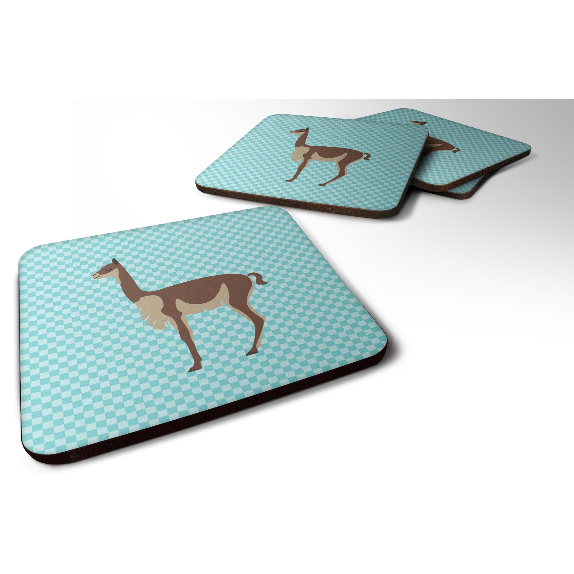 &quotCaroline's Treasures Vicugna or Vicuna Blue Check Decorative coasters, 3.5, Multicolor"