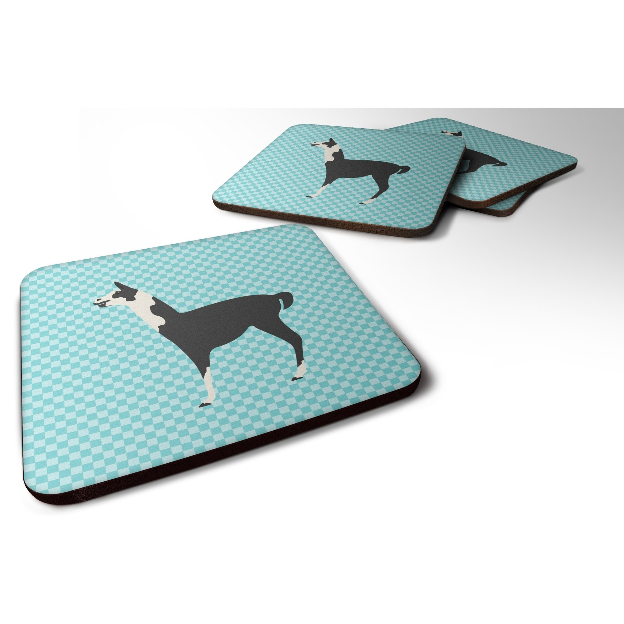 &quotCaroline's Treasures Llama Q' Ara Blue Check Decorative coasters, 3.5, Multicolor"
